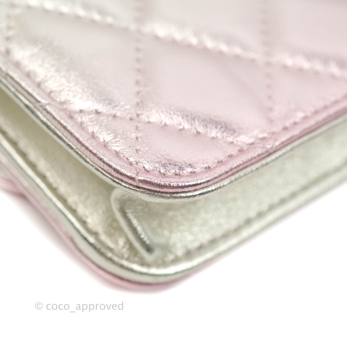 Chanel Quilted Clutch with Chain Metallic Gradient Pink/Silver Lambskin