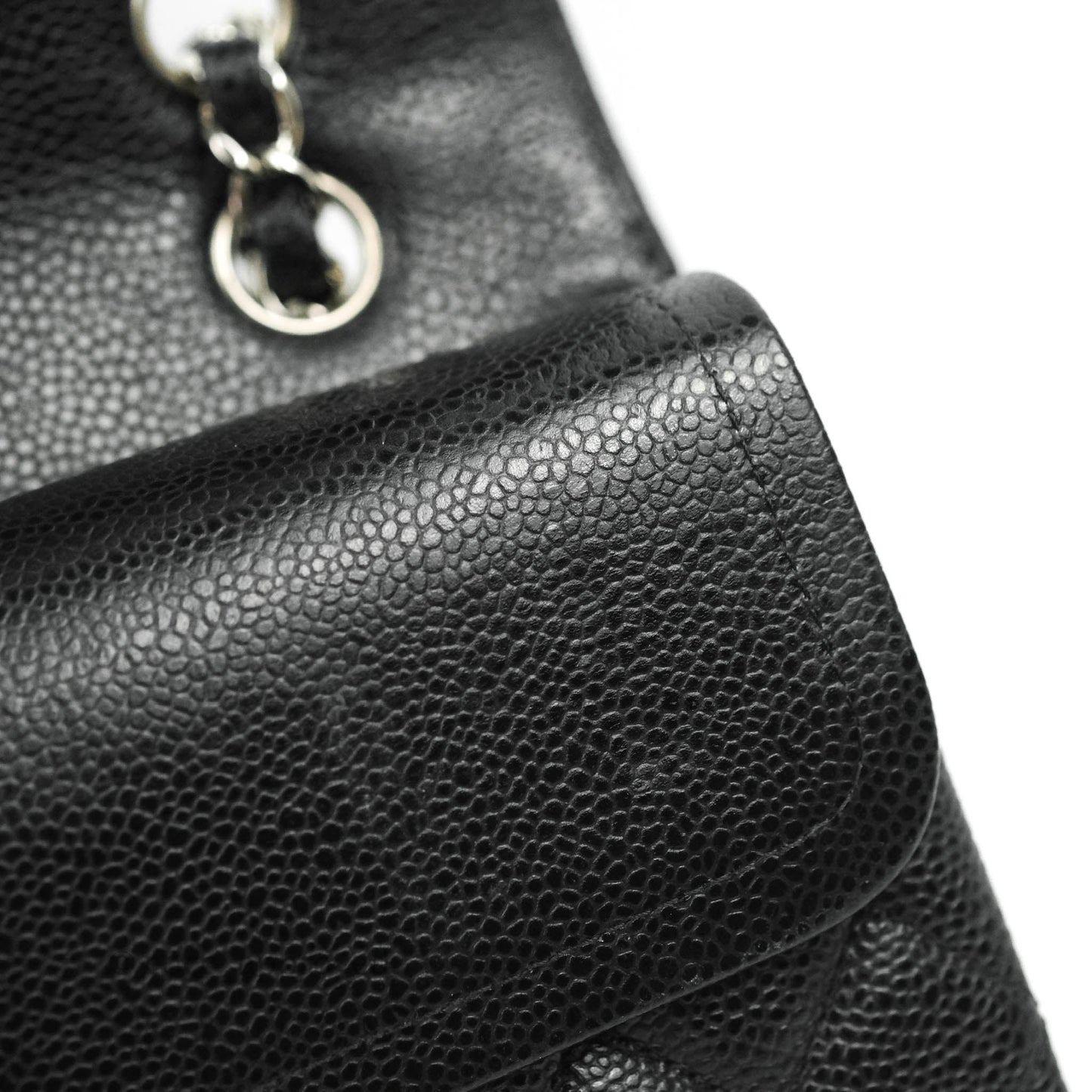 Chanel Classic Double Flap M/L Black Caviar Silver Hardware