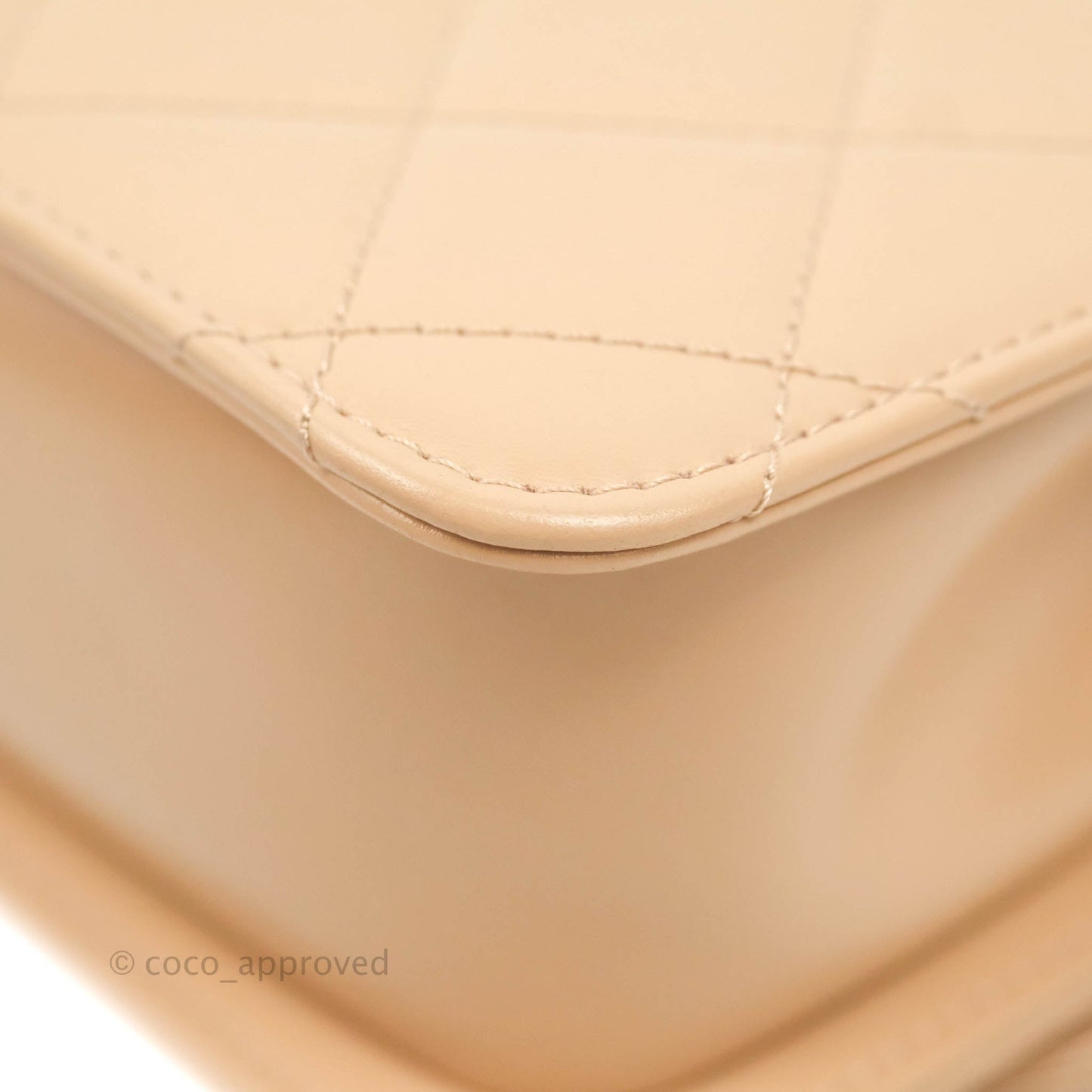 Chanel Quilted Perfect Fit Adjustable Beige Calfskin Gold Hardware 21A