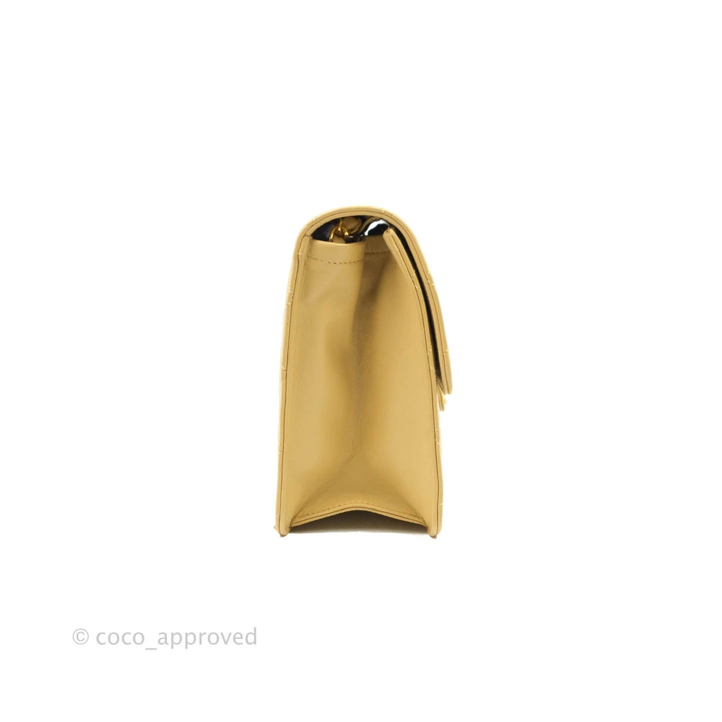 Chanel Vintage Single Flap Beige Lambskin 24K Gold Hardware