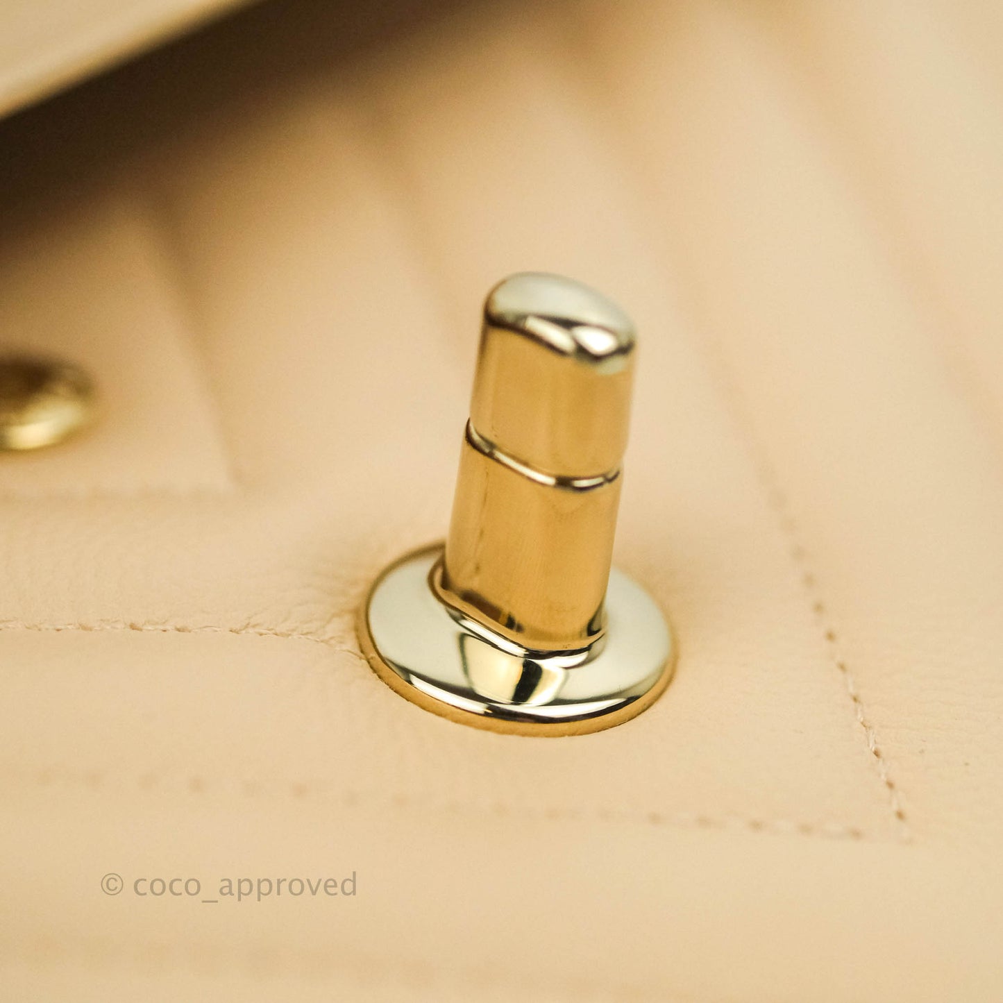 Chanel Classic S/M Small Double Flap Chevron Beige Caviar Gold Hardware