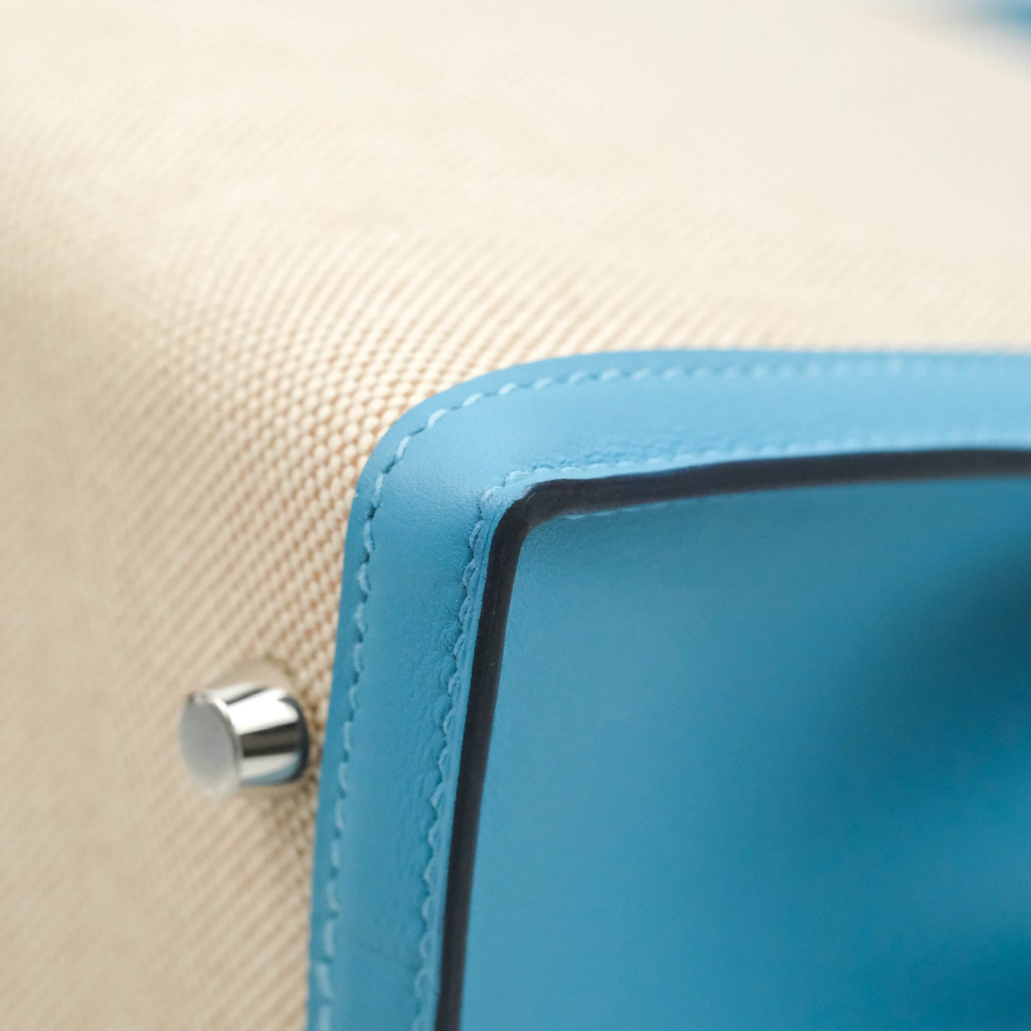Hermès Kelly 28 Bleu Du Nord Swift & Ecru-beige Toile H Palladium Hardware