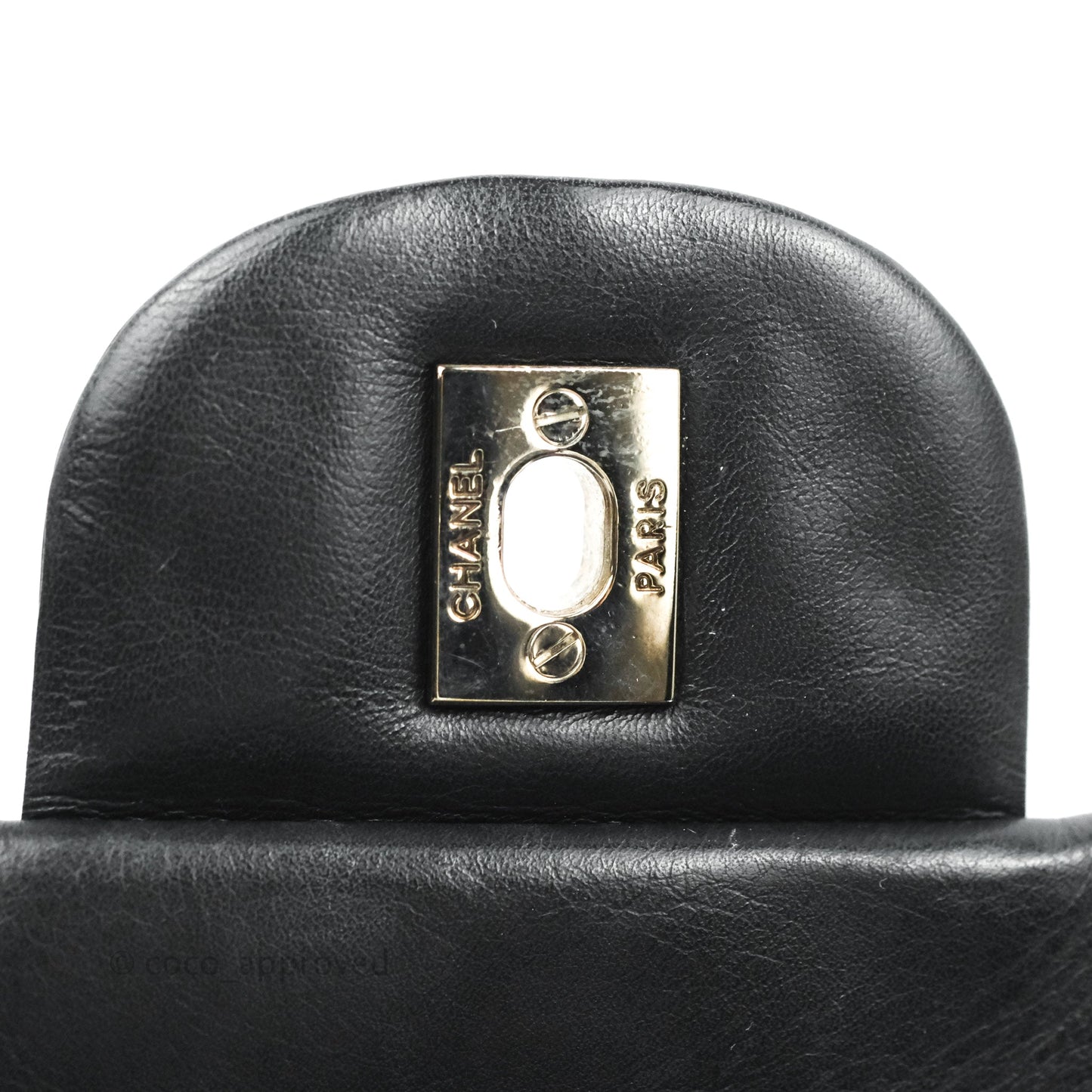 Chanel Single Flap Maxi Chevron Black Patent Silver Hardware
