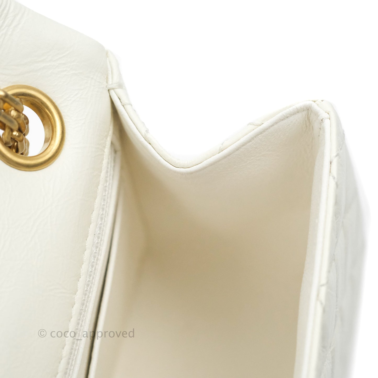 Chanel Mini Reissue 224 White Aged Calfskin Aged Gold Hardware