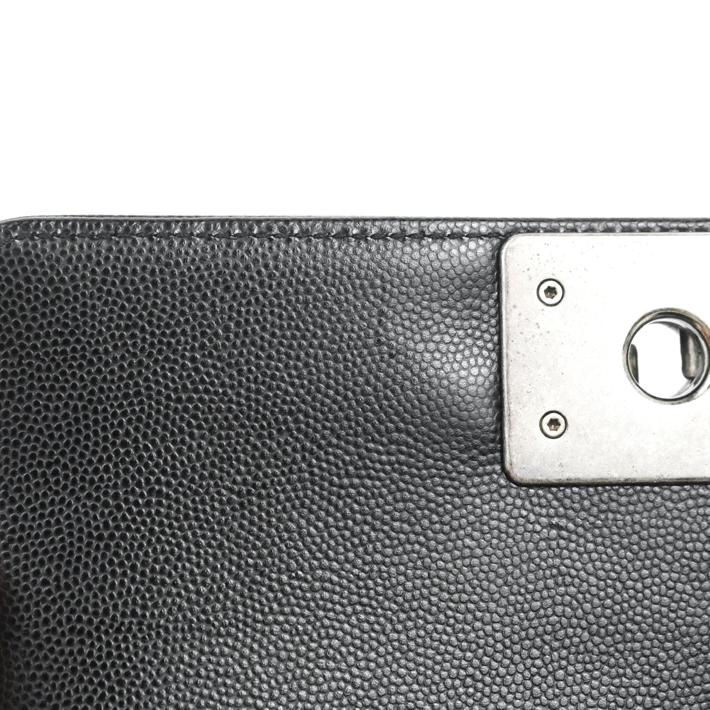 Chanel Small Quilted Boy Bag Black Caviar Ruthenium Hardware