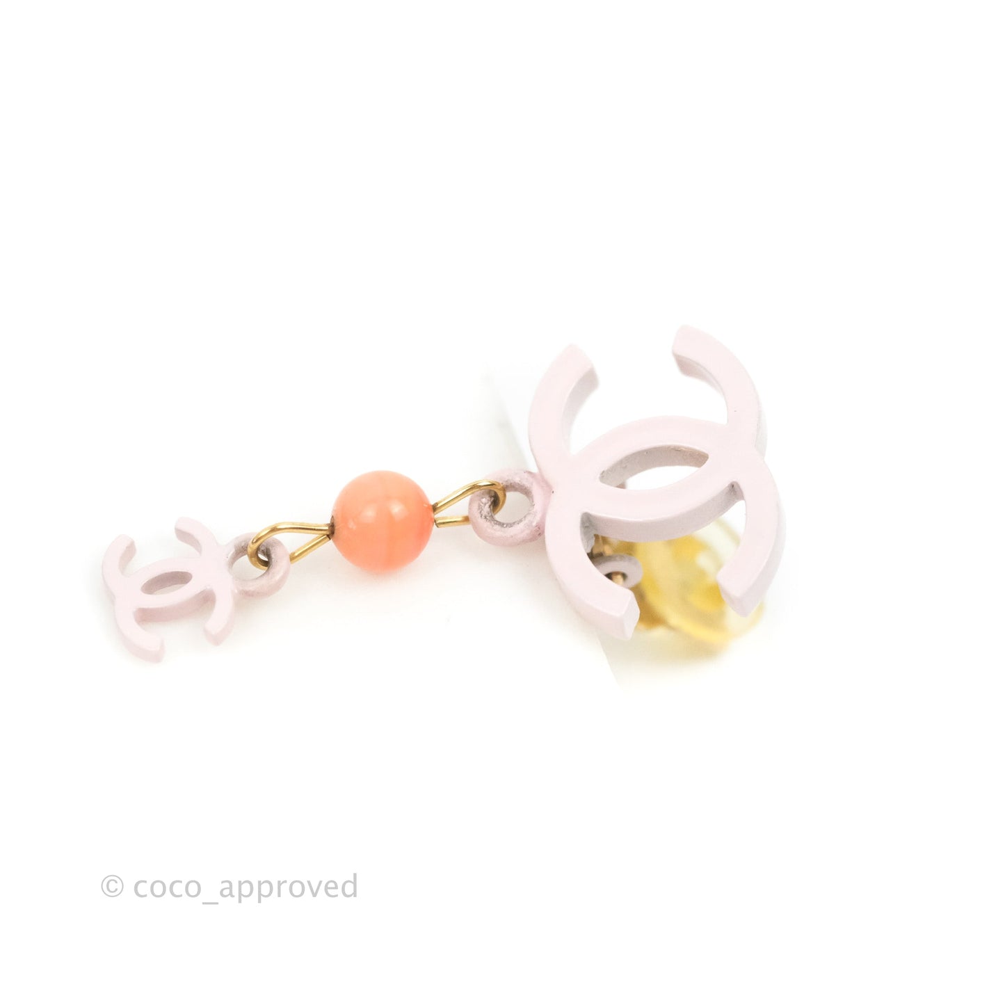 Chanel Double CC Logo & Stone Ear Clip Pink 03S