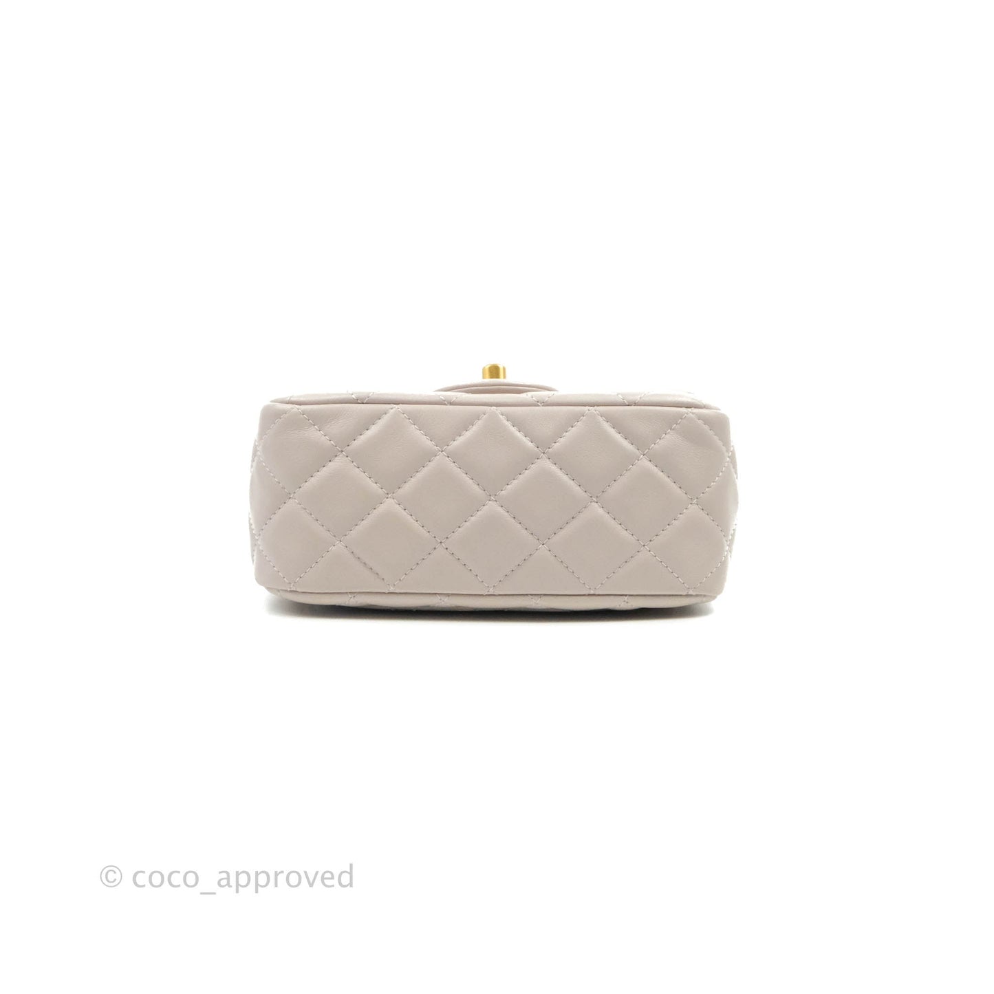Chanel Mini Square Pearl Crush Quilted Pale Lilac Lambskin Gold Hardware