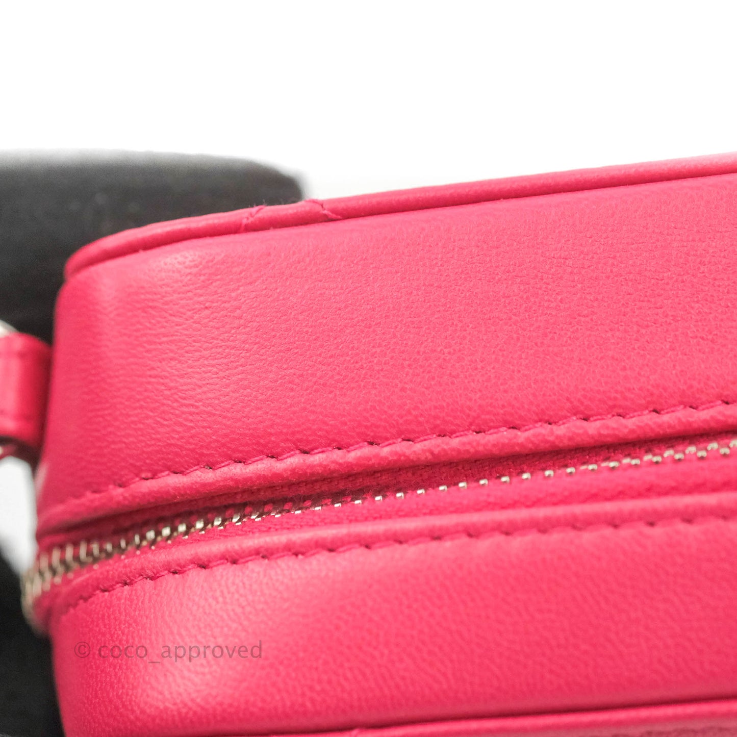 Chanel Mini Quilted Camera Case Pink Lambskin Silver Hardware