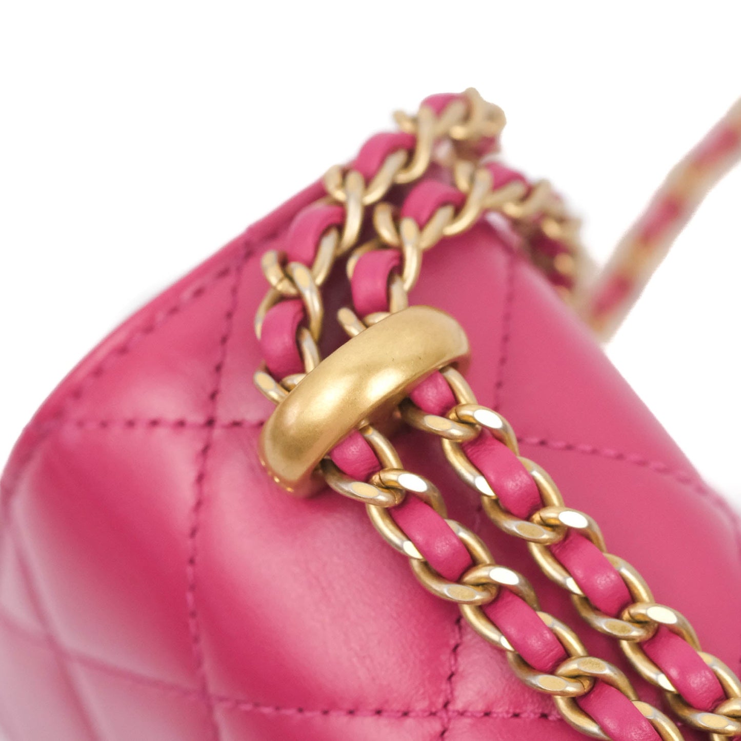 Chanel Quilted Mini Perfect Fit Adjustable Pink Calfskin Aged Gold Hardware 21A