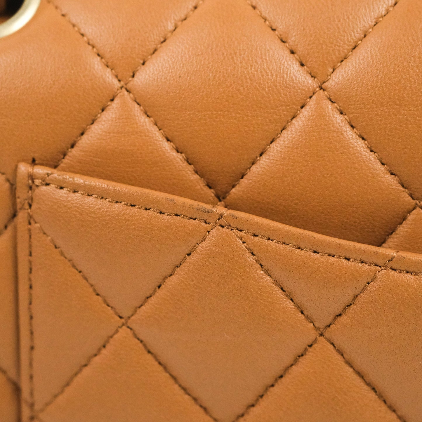 Chanel Classic M/L Medium Flap Quilted Dark Beige Caramel Lambskin Gold Hardware