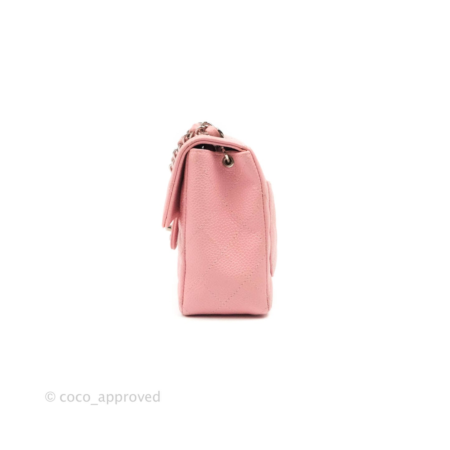Chanel Quilted Vintage Mini Square Flap Pink Caviar Silver Hardware