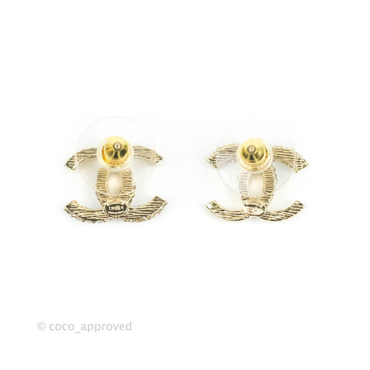 Chanel CC Crystal Earrings Gold Tone 22K