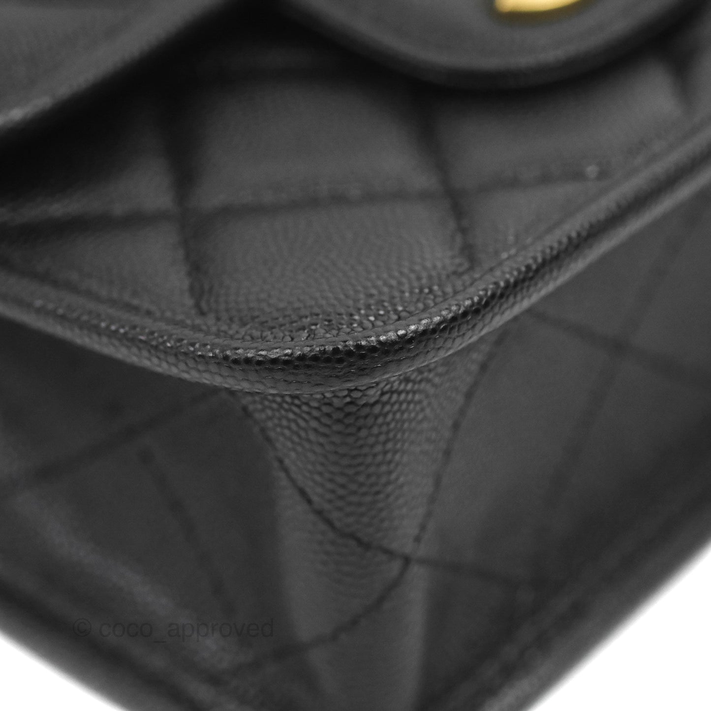 Chanel Mini School Memory Top Handle Flap Bag Black Caviar Aged Gold Hardware