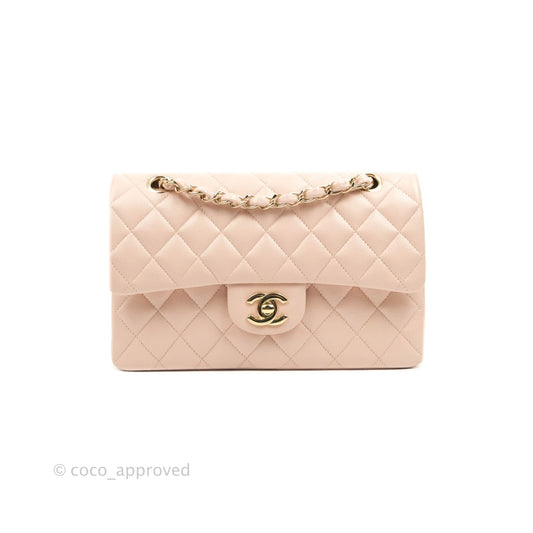 Chanel Small Classic Quilted Flap Rose Clair Pink Caviar Gold Hardware 21C
