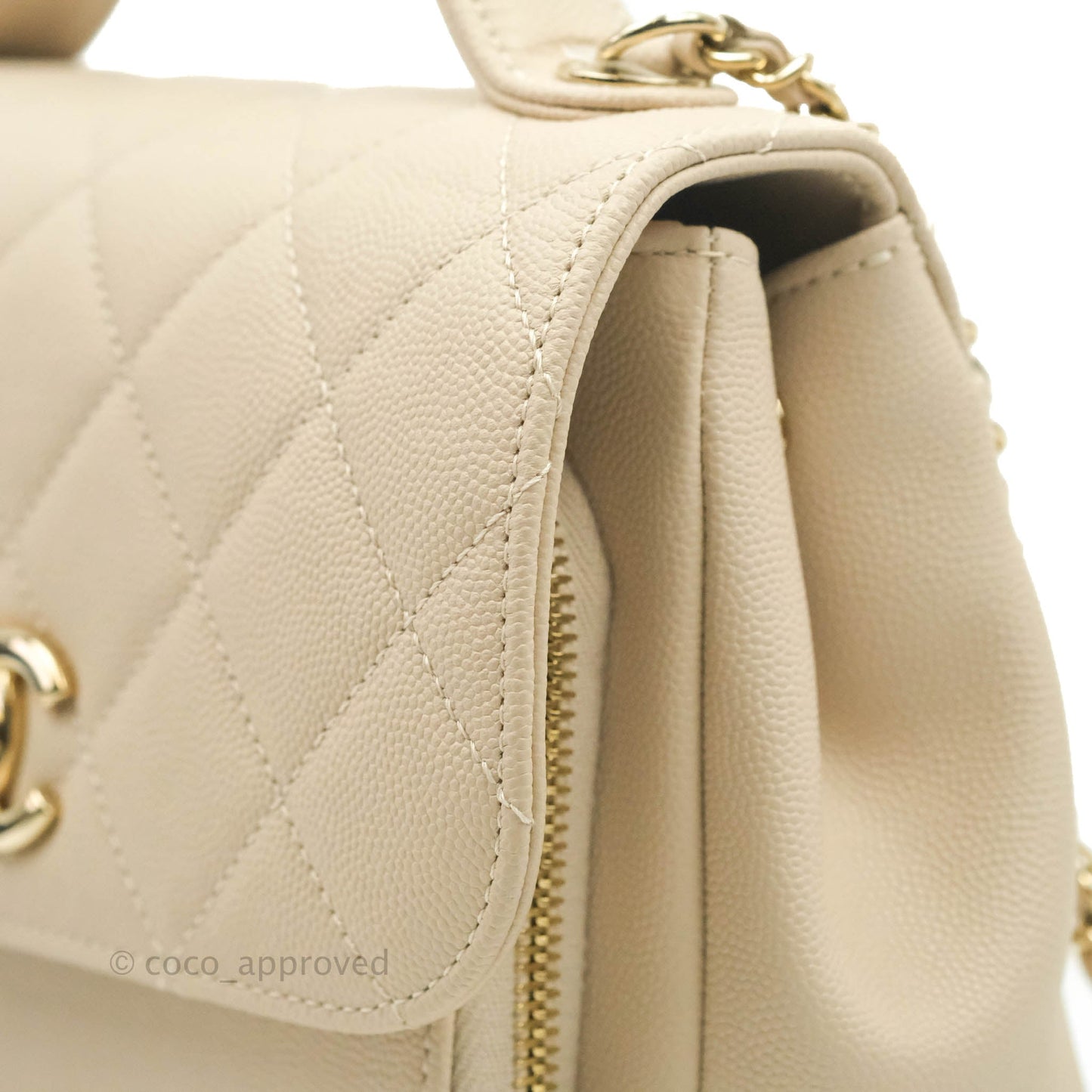 Chanel Quilted Small Business Affinity Flap Light Beige Caviar Gold Hardware