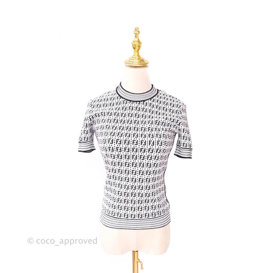 Fendi FF Pattern Woven White Top