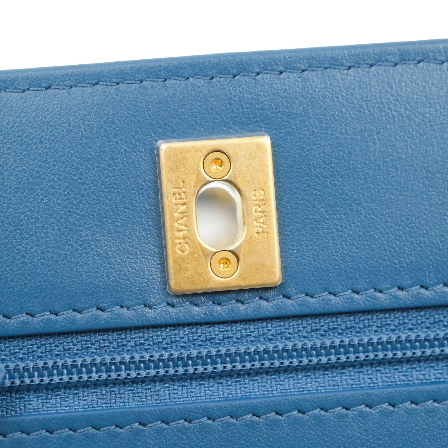 Chanel Quilted Pearl Crush Wallet on Chain WOC Denim Aged Gold Hardware
