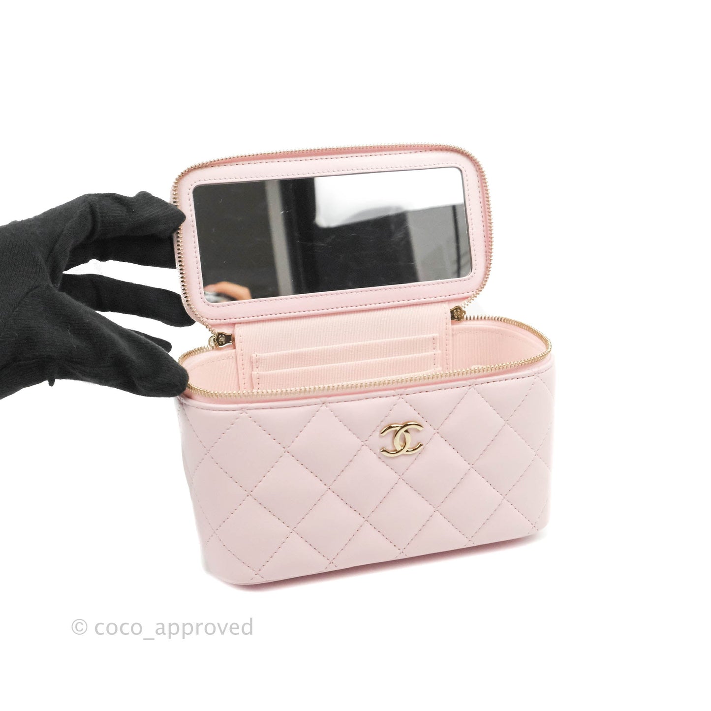Chanel Top Handle Vanity with Chain Light Pink Lambskin Gold Hardware