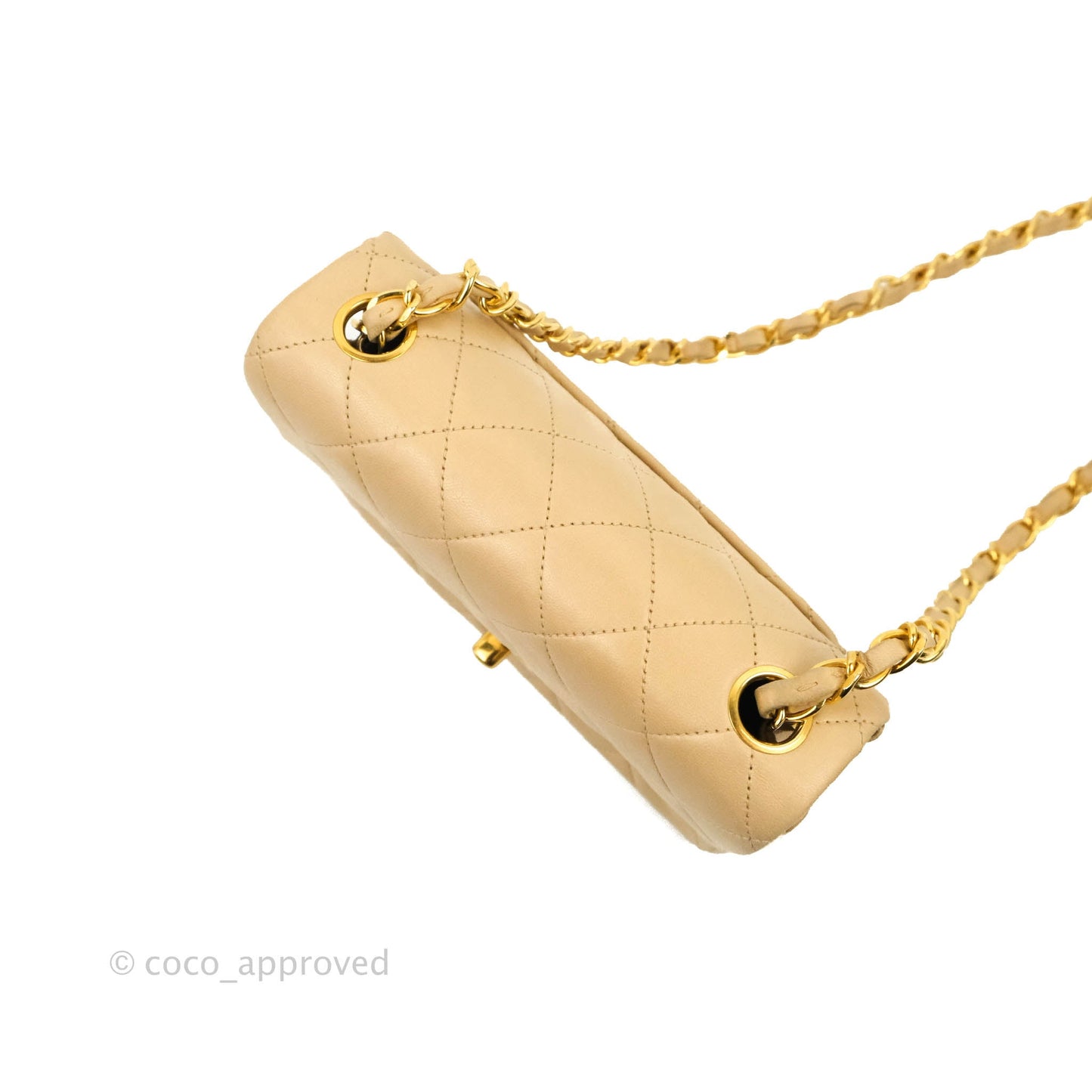Chanel Vintage Mini Square Beige Lambskin 24K Gold Hardware