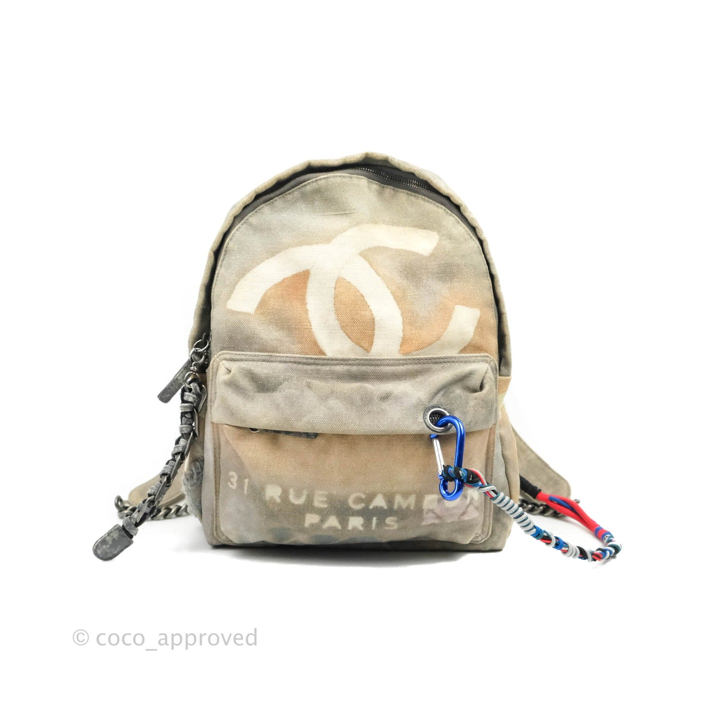 Chanel Medium Graffiti Printed Canvas Backpack Beige