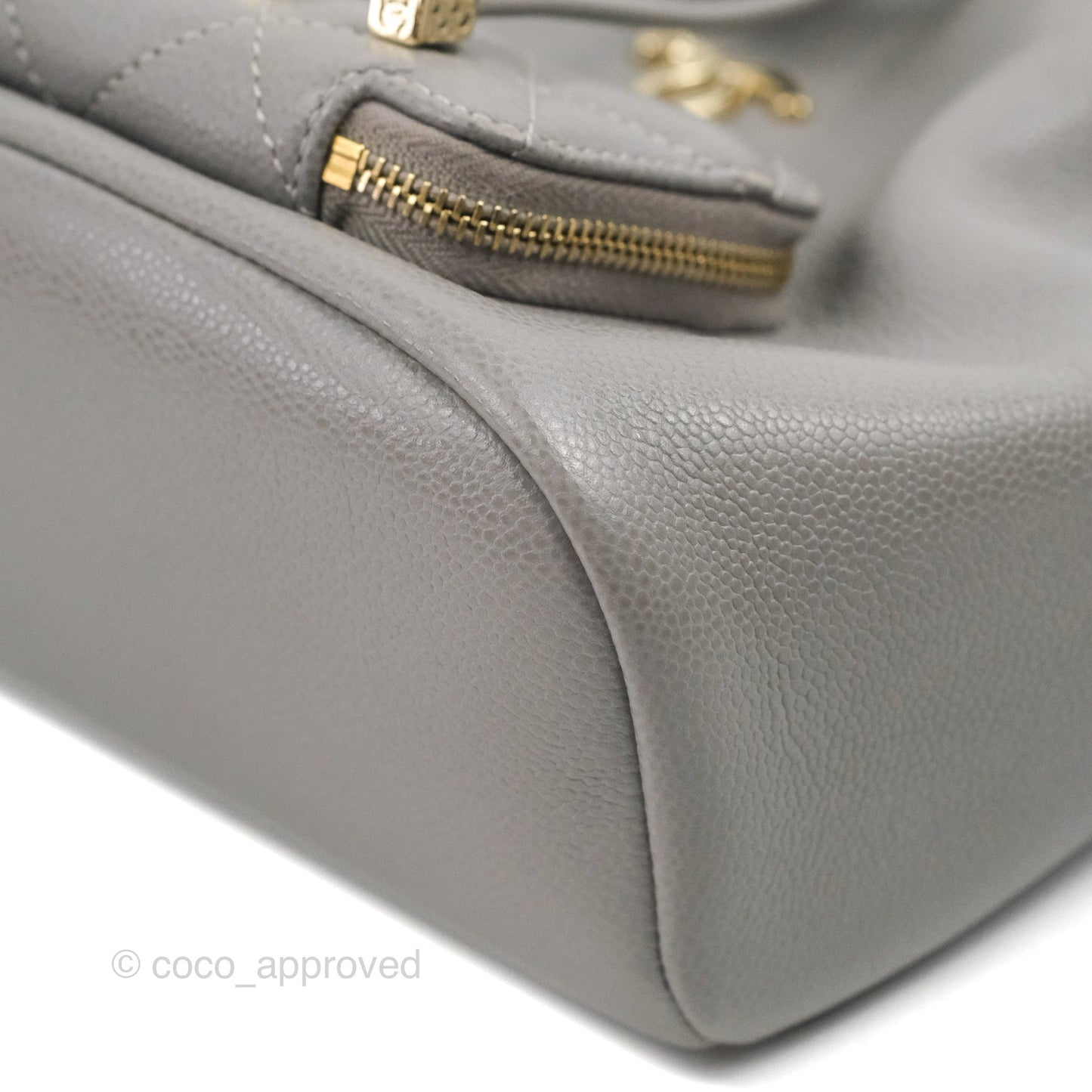 Chanel Business Affinity Drawstring Bucket Bag Grey Caviar Gold Hardware