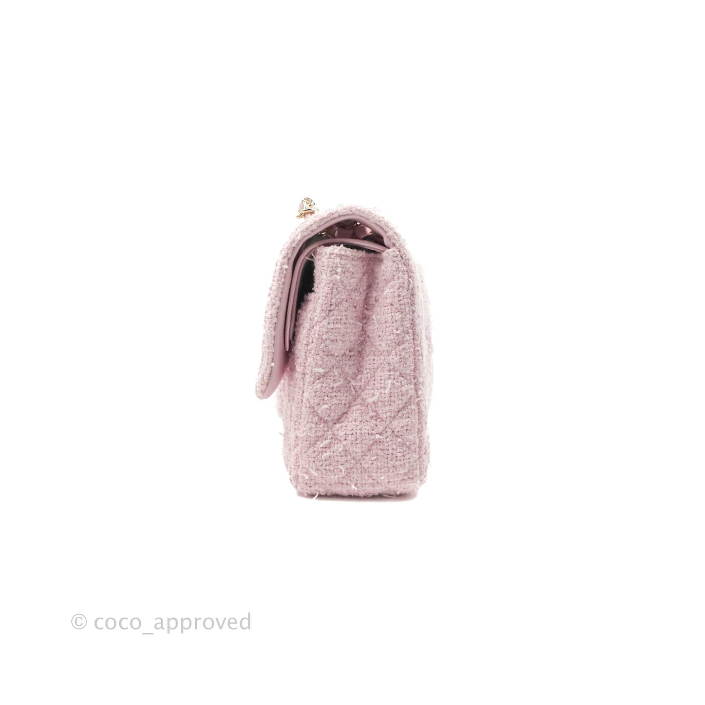 Chanel Classic M/L Medium Quilted Double Flap Bag Pink Tweed Gold Hardware