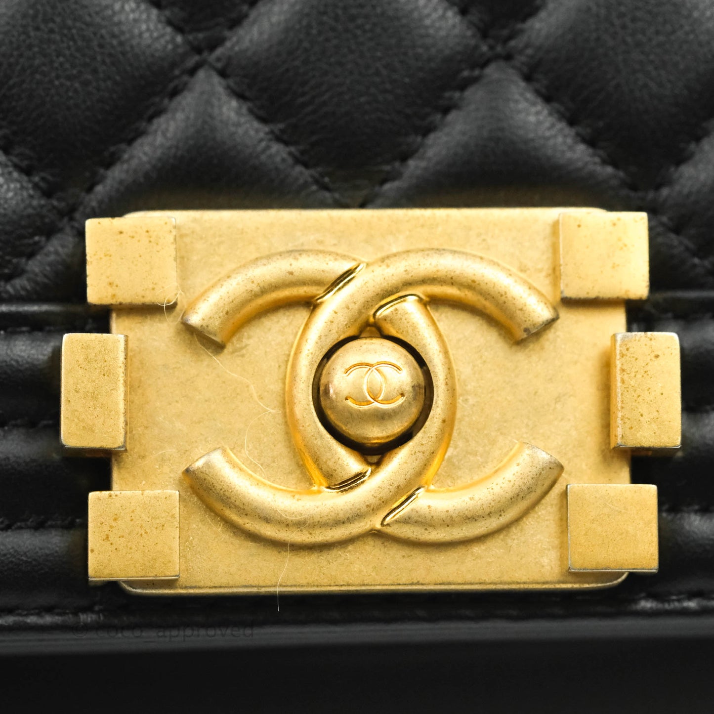 Chanel Boy Quilted Small Black Calfskin Aged Gold Hardware