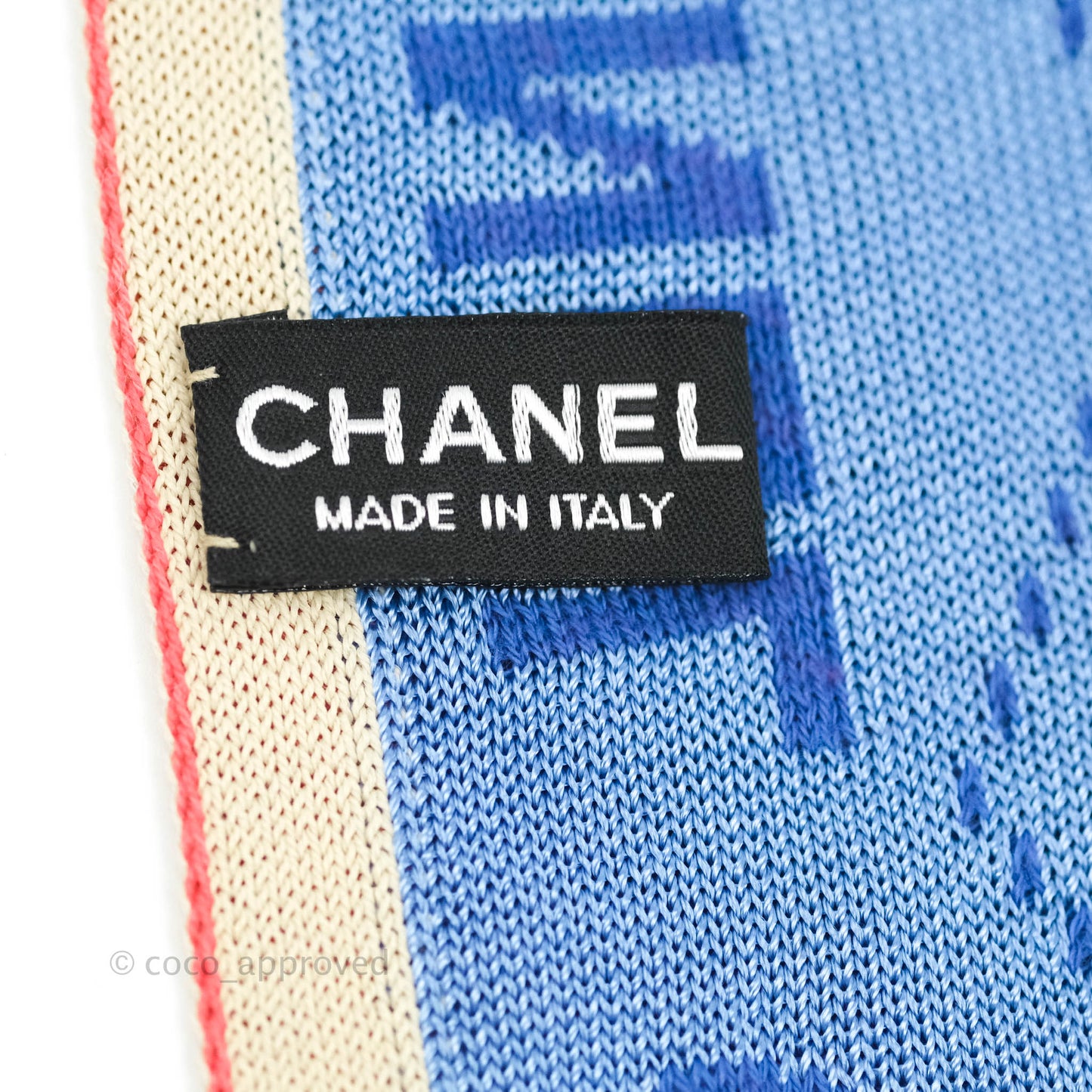 Chanel Knitted Scarf Quilted Blue Pink