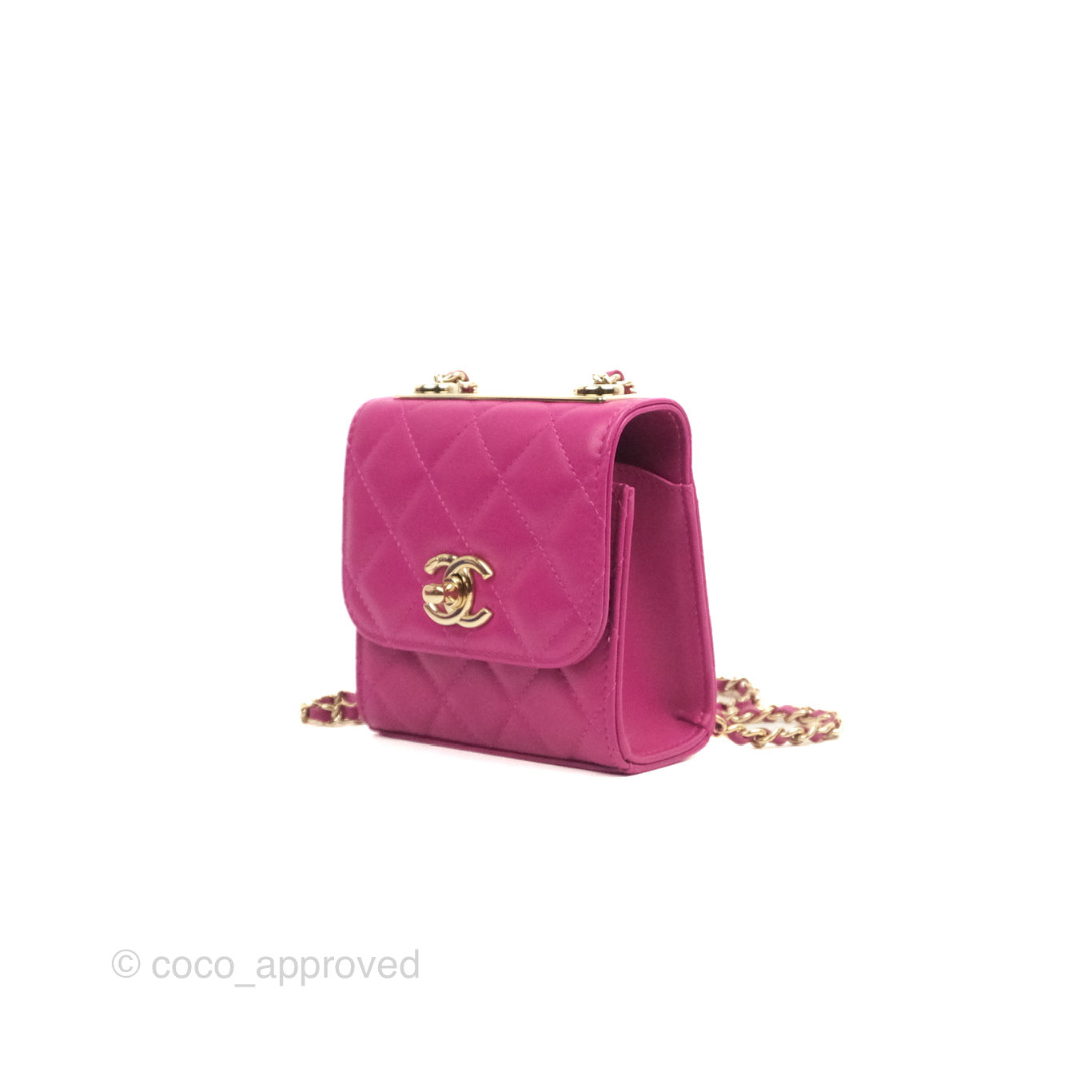 Chanel Mini Quilted Trendy CC Clutch With Chain Plum Lambskin Gold Hardware