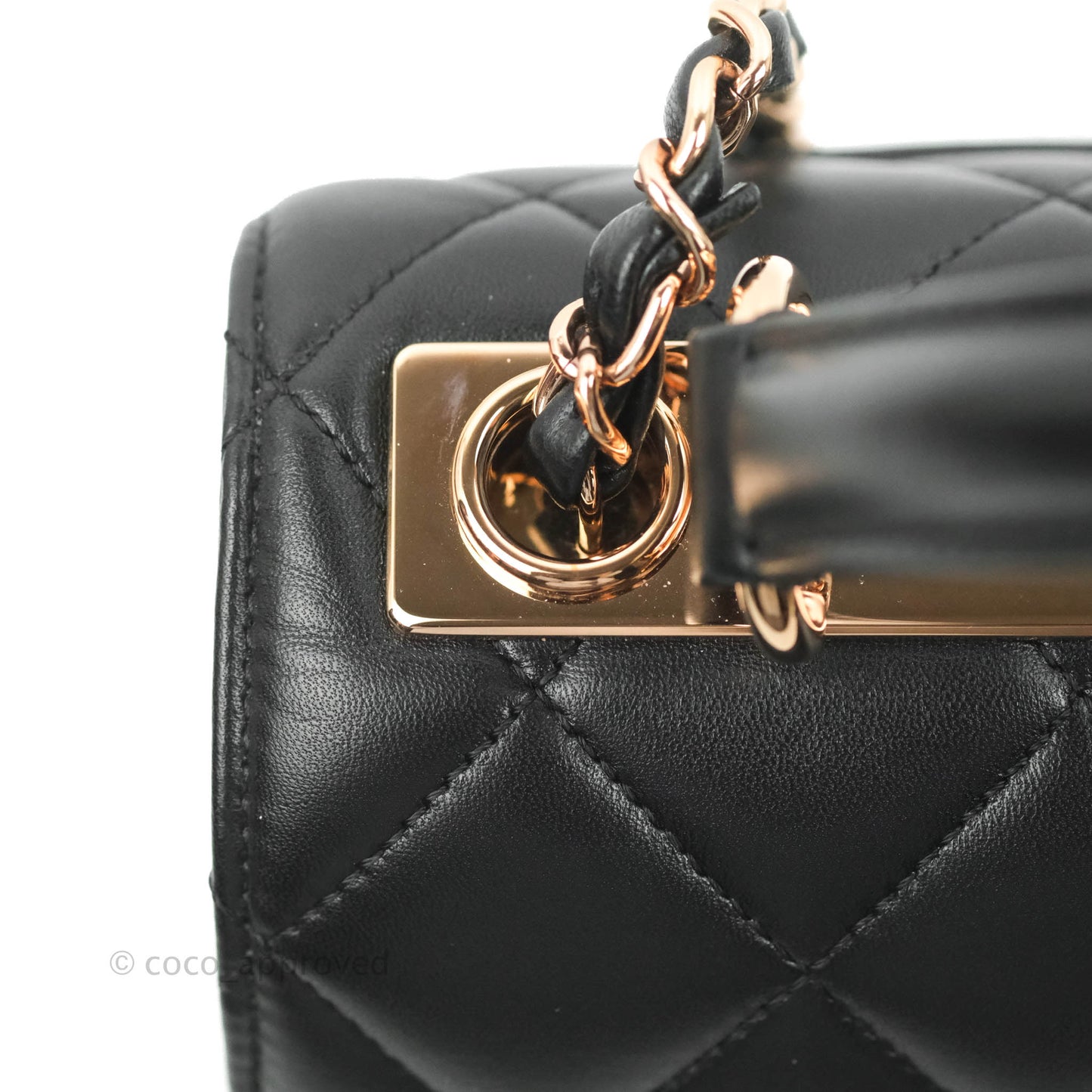 Chanel Small Trendy CC Black Lambskin Rose Gold Hardware 22C