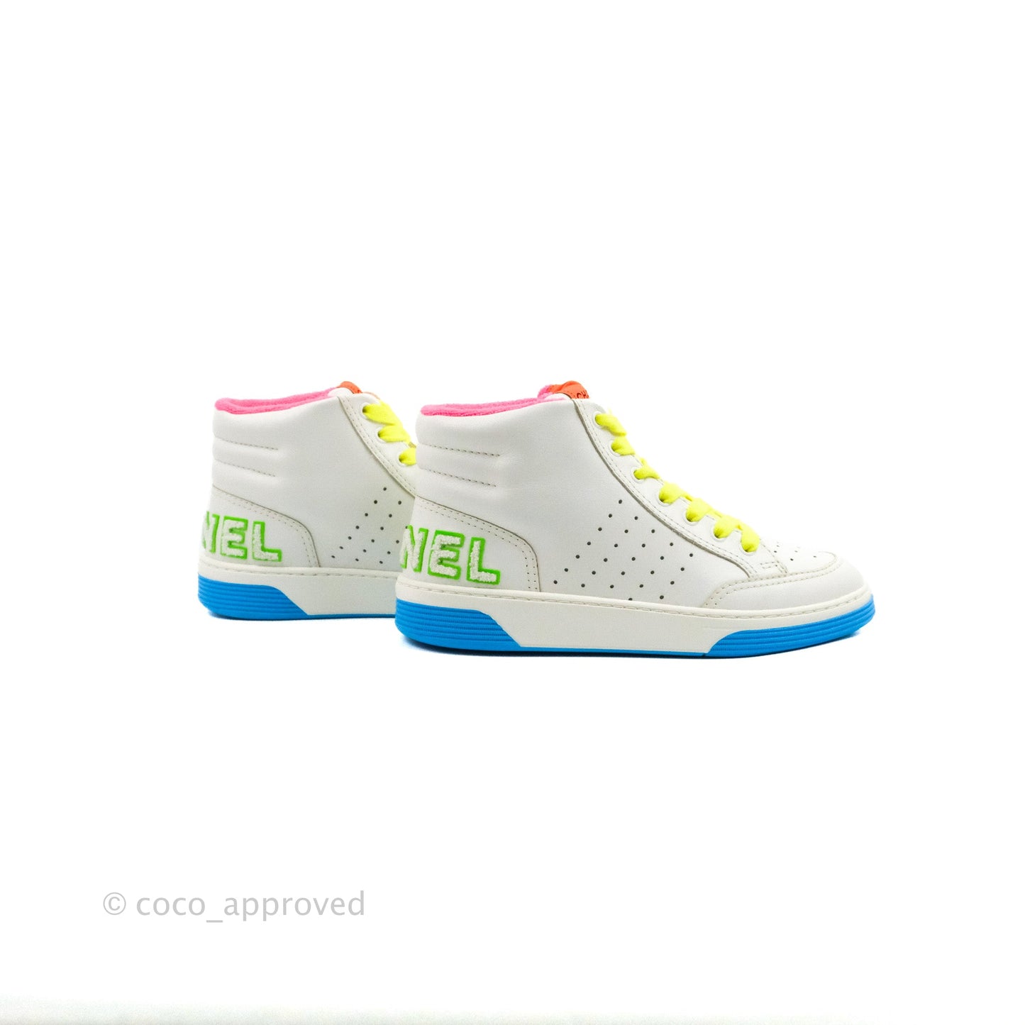 Chanel Calfskin Sneakers White Multicolor Size 38.5