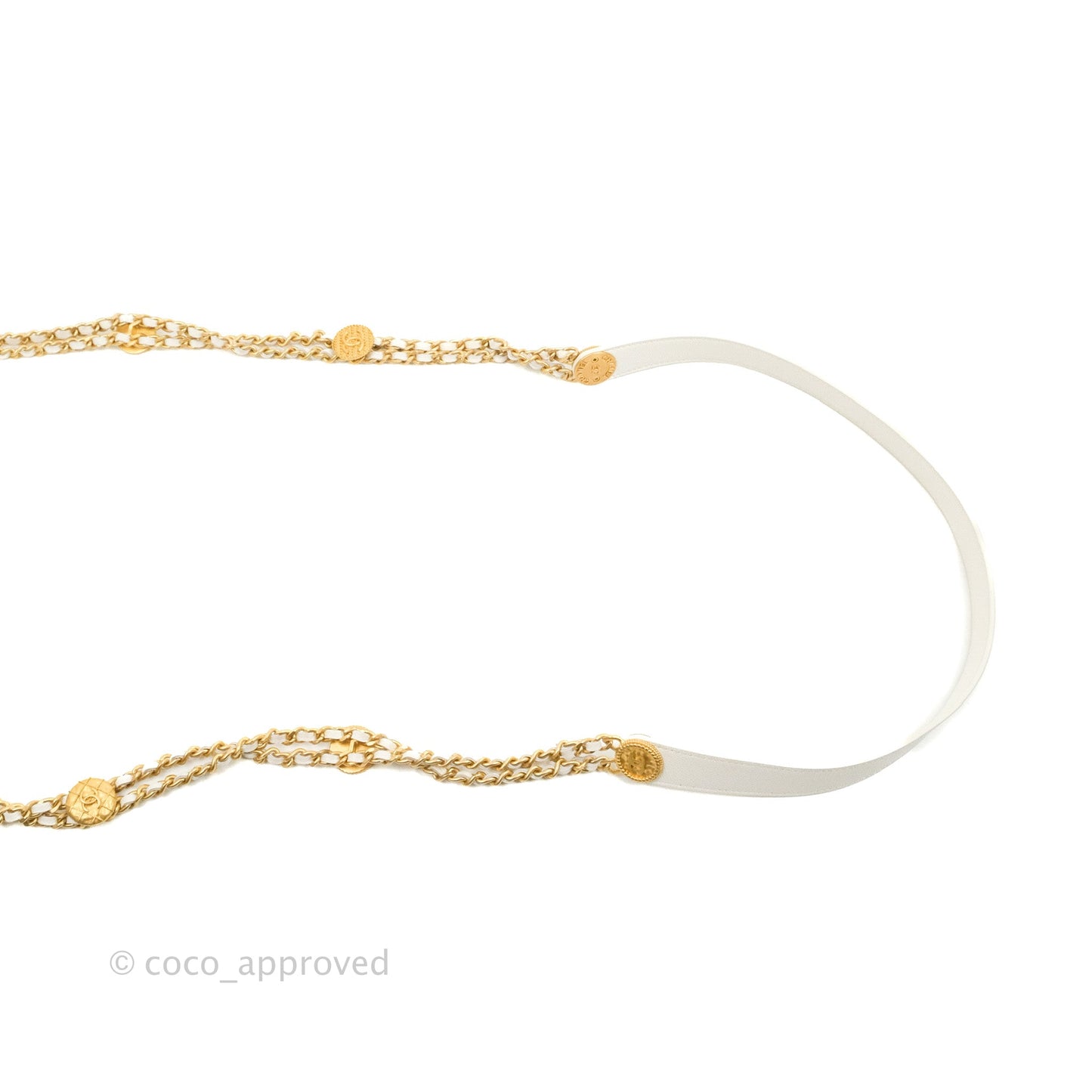 Chanel Quilted Gold CC Coin Wallet on Chain WOC White Caviar Gold Hardware