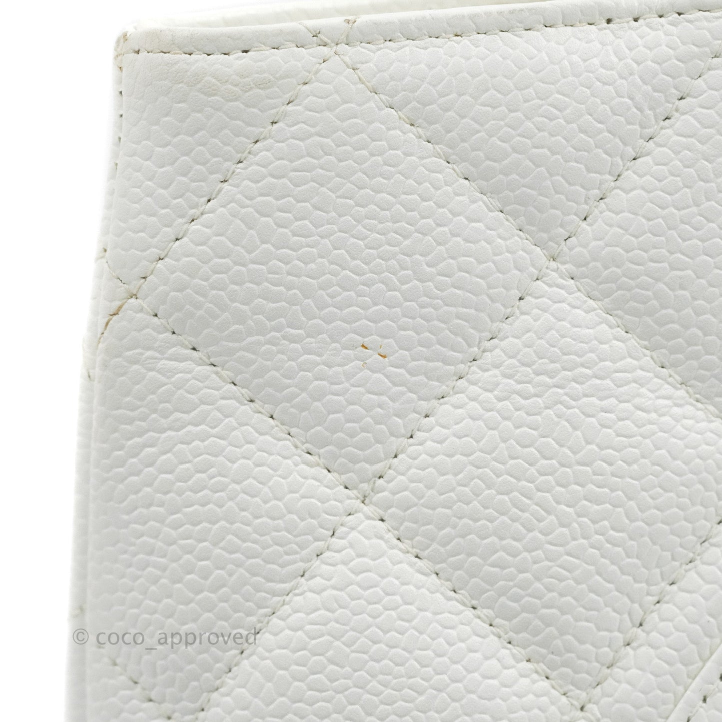 Chanel Vintage Medallion CC White Caviar Tote Bag Gold Hardware