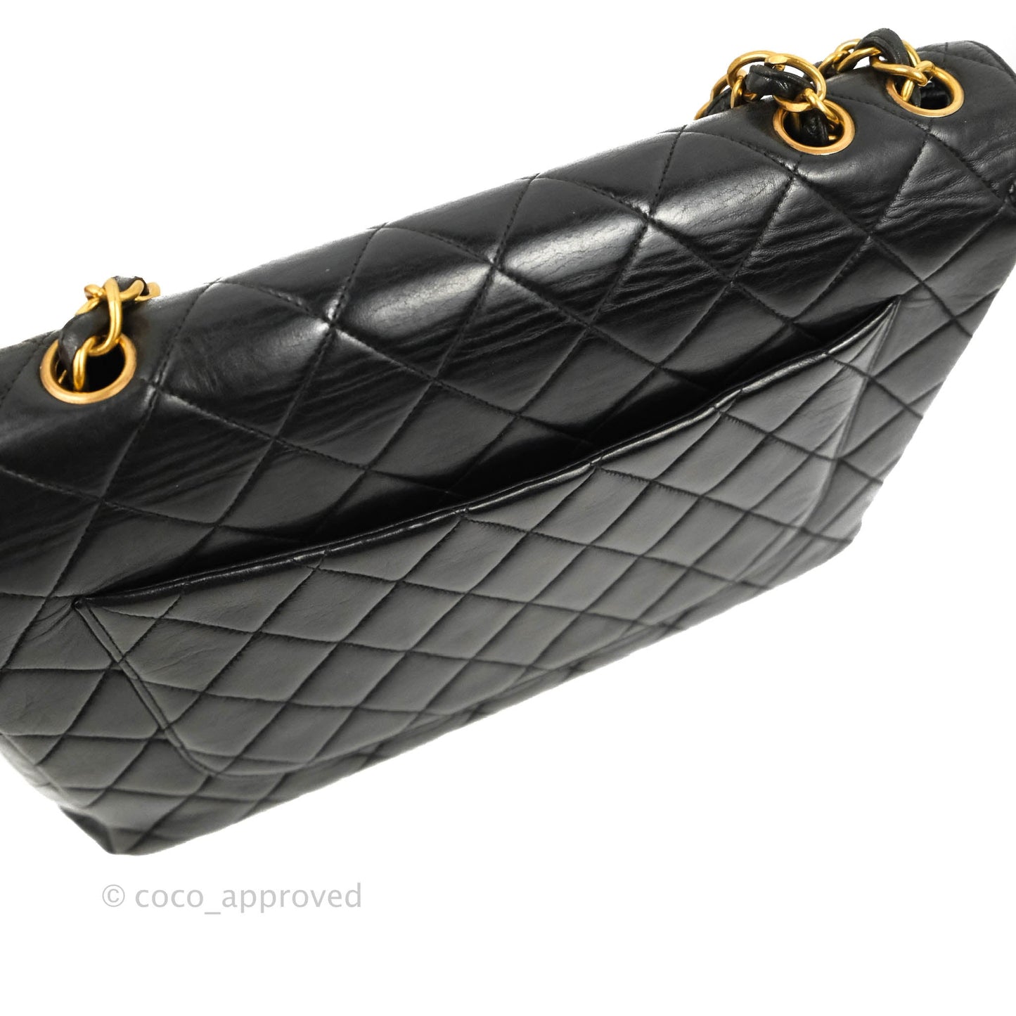 Chanel Vintage Jumbo Single Flap Black Lambskin 24K Gold Hardware