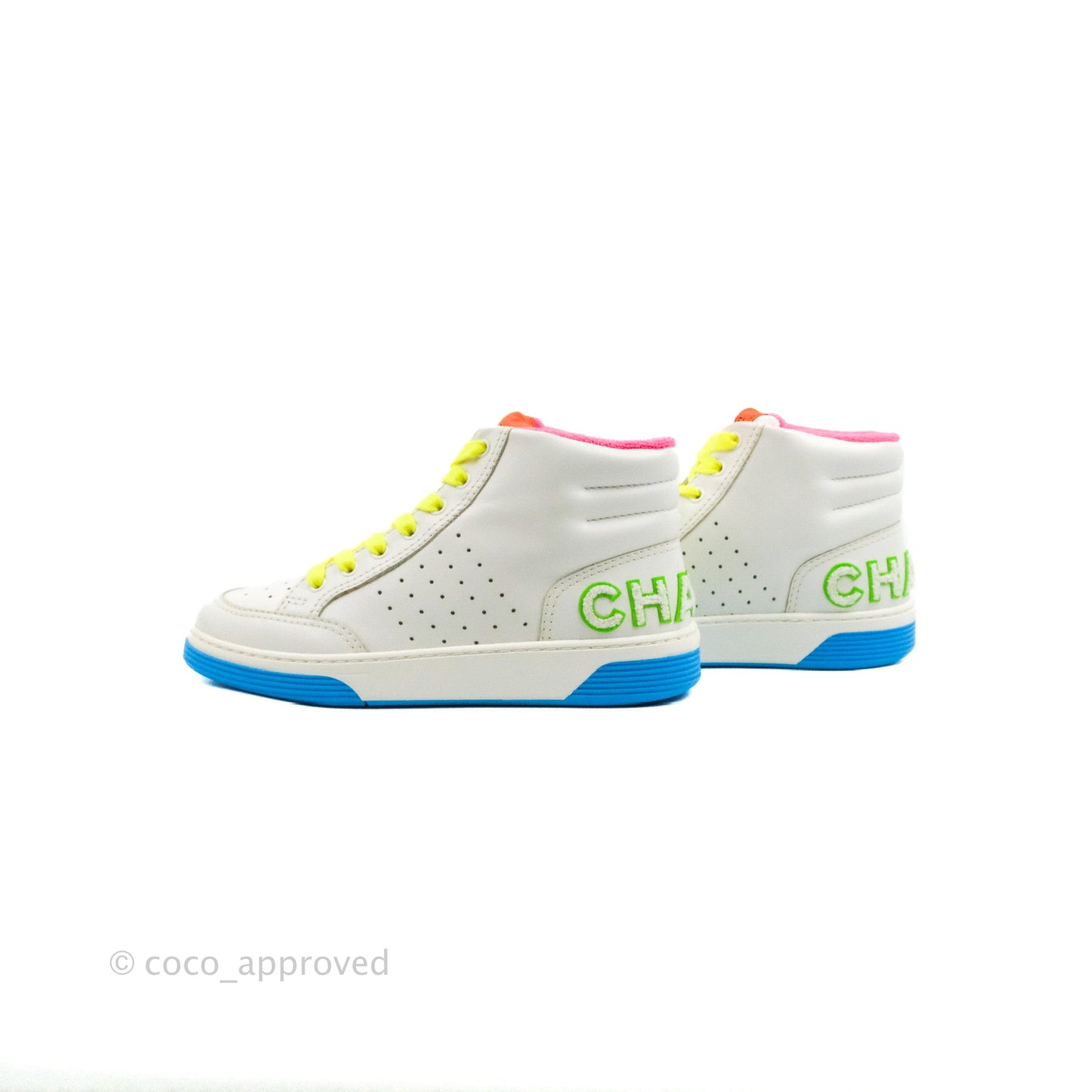 Chanel Calfskin Sneakers White Multicolor Size 38.5