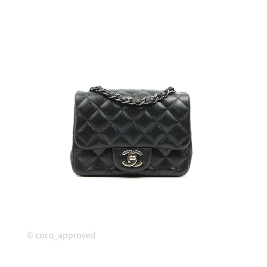 Chanel Mini Square Black Caviar Ruthenium Hardware