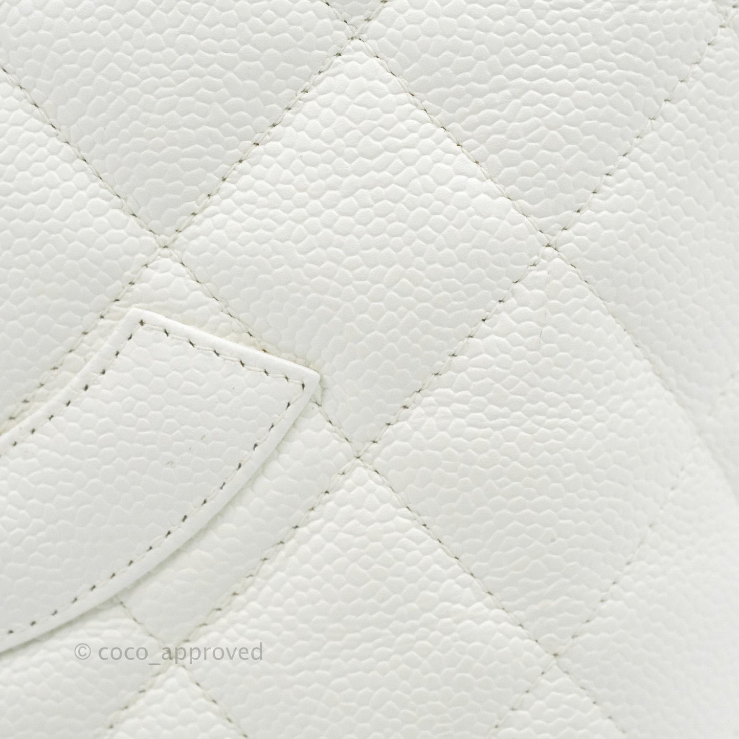 Chanel Vintage Medallion CC White Caviar Tote Bag Gold Hardware