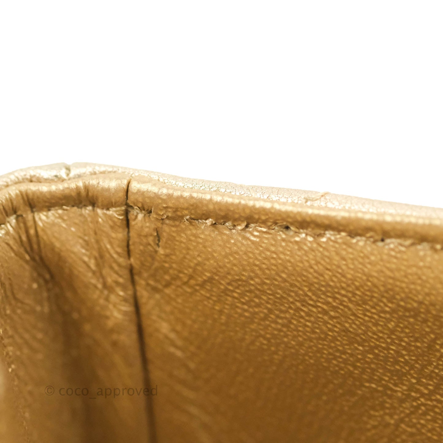 Chanel Classic Quilted Mini Square Flap Iridescent Gold Gold Hardware 21P