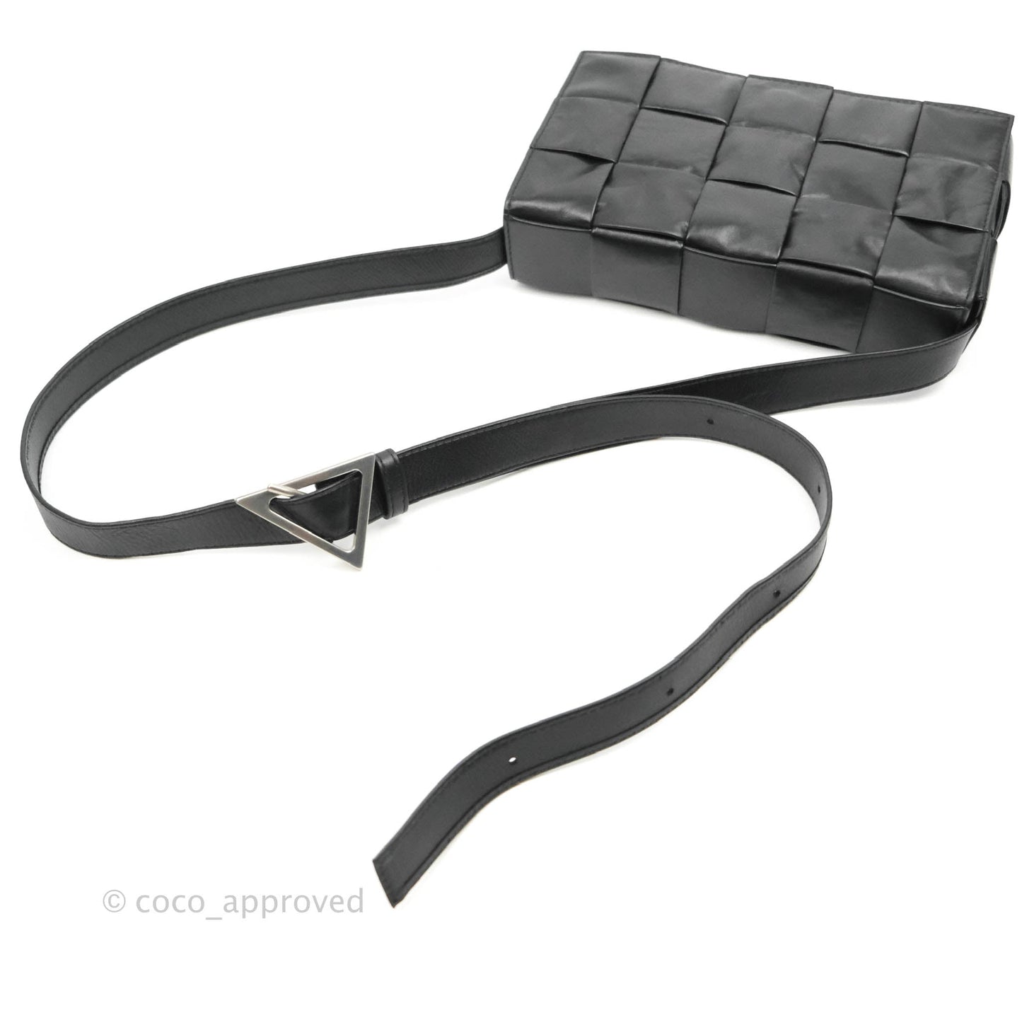 Bottega Veneta Intrecciato Paper Cassette Calfskin Bag Black Silver Hardware