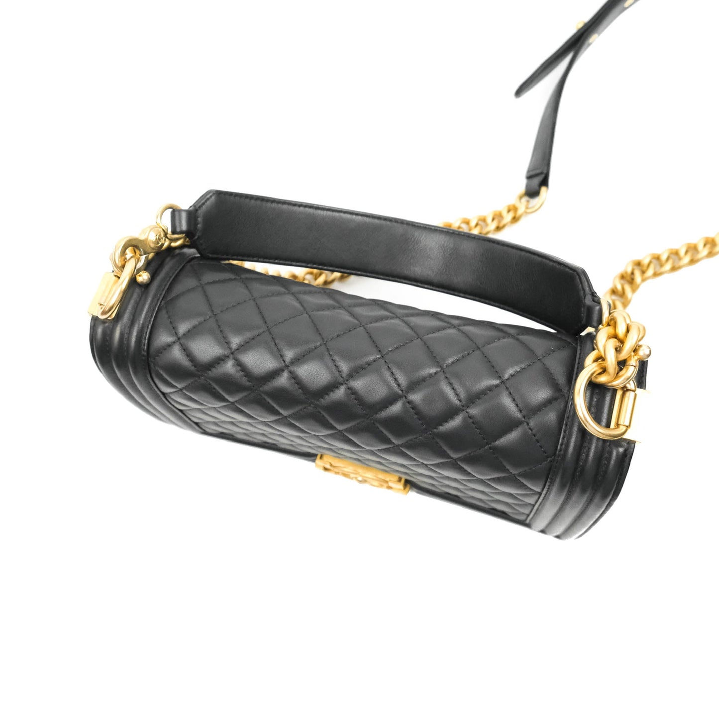 Chanel Quilted Medium Boy with Logo Handle Black Calfskin 2021 Cruise