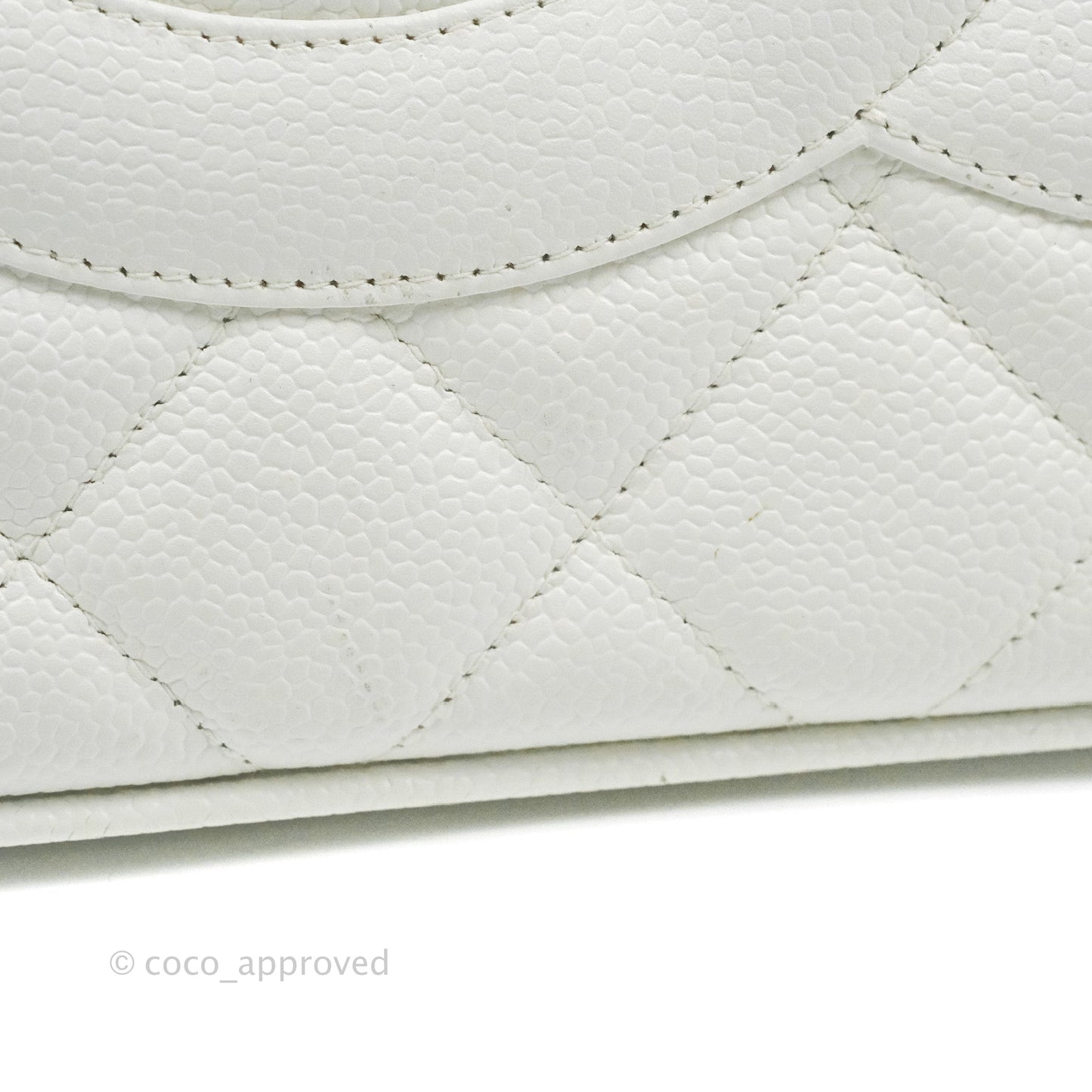 Chanel Vintage Medallion CC White Caviar Tote Bag Gold Hardware