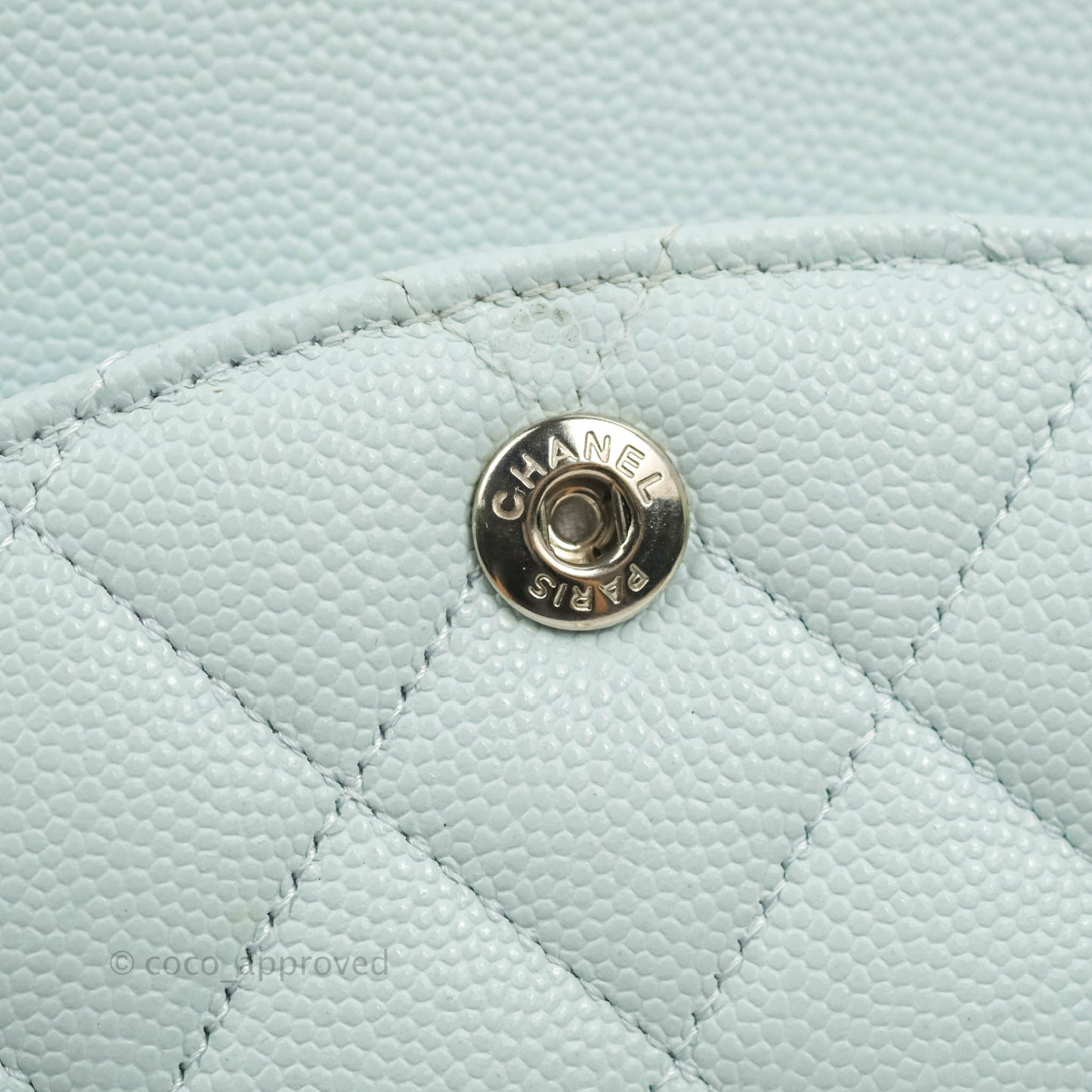 Chanel Quilted Classic M/L Medium Flap Light Blue Caviar Silver Hardware
