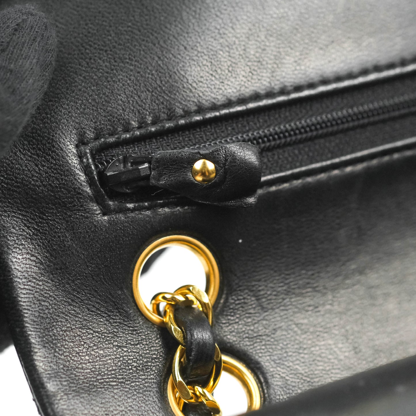 Chanel Vintage Classic S/M Small Double Flap Bag Black Lambskin 24K Gold Hardware