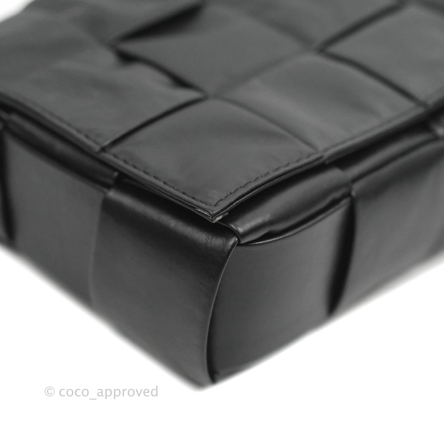 Bottega Veneta Intrecciato Paper Cassette Calfskin Bag Black Silver Hardware