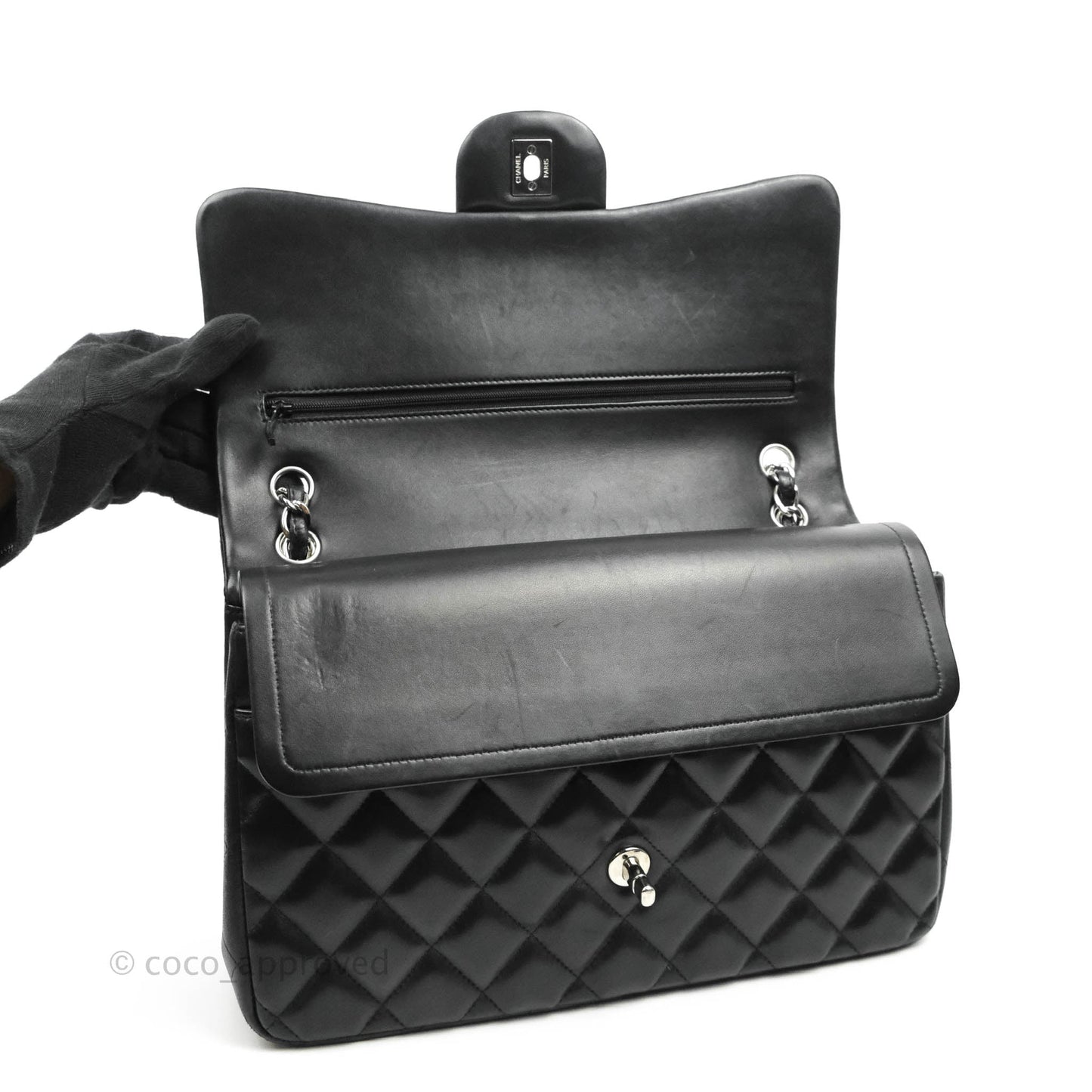 Chanel Jumbo Double Flap Black Lambskin Silver Hardware⁣⁣