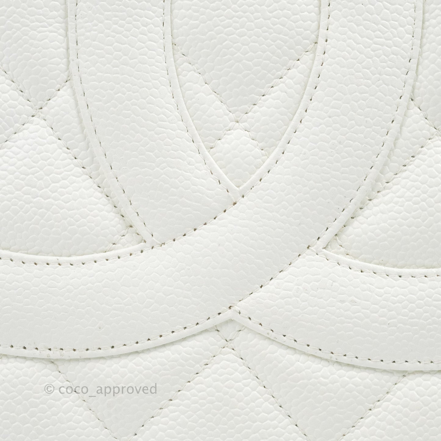 Chanel Vintage Medallion CC White Caviar Tote Bag Gold Hardware