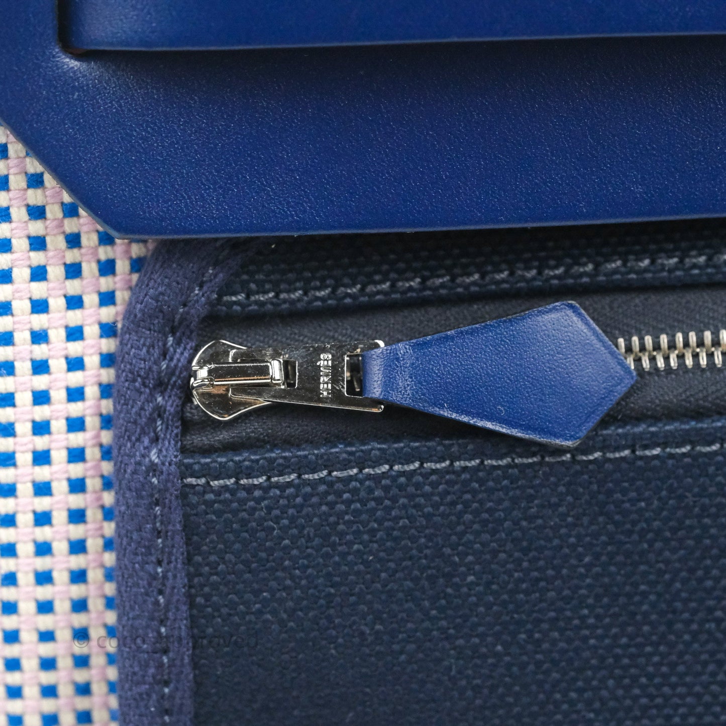 Hermès Herbag Retourne Zip 31 Quadrille Viking Ecru Mauve Bleu Bill/ Saphir Palladium Hardware