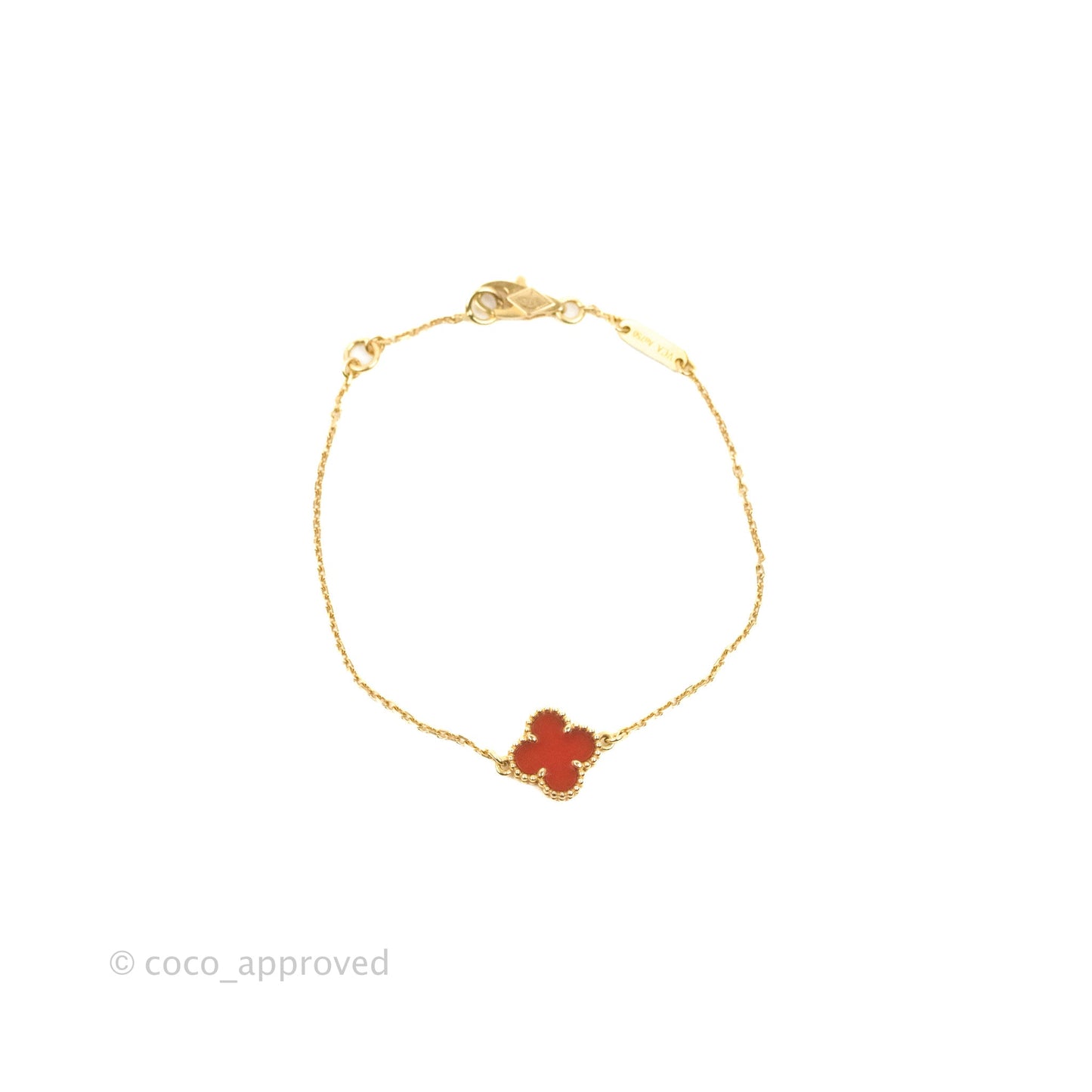 Van Cleef & Arpels Sweet Alhambra Pendant Red Carnelian Bracelet 18K Rose Gold