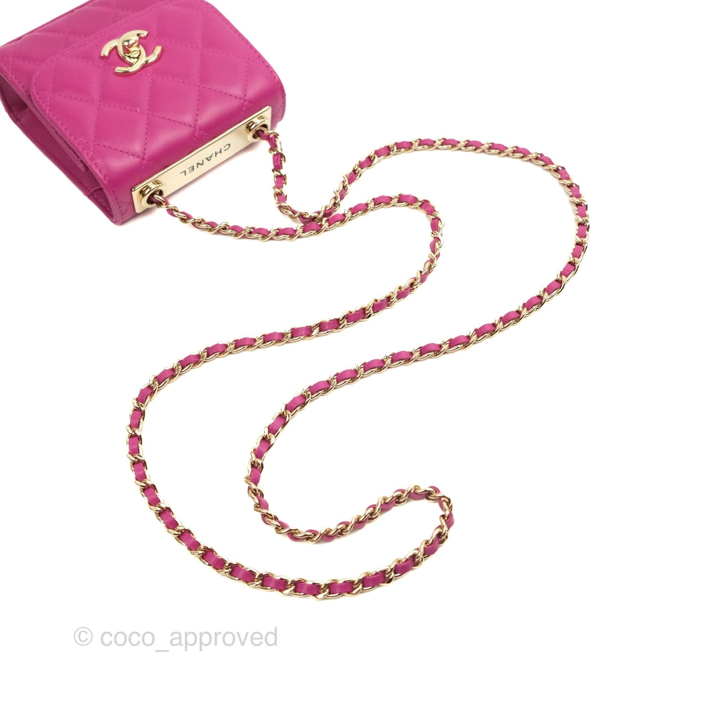 Chanel Mini Quilted Trendy CC Clutch With Chain Plum Lambskin Gold Hardware
