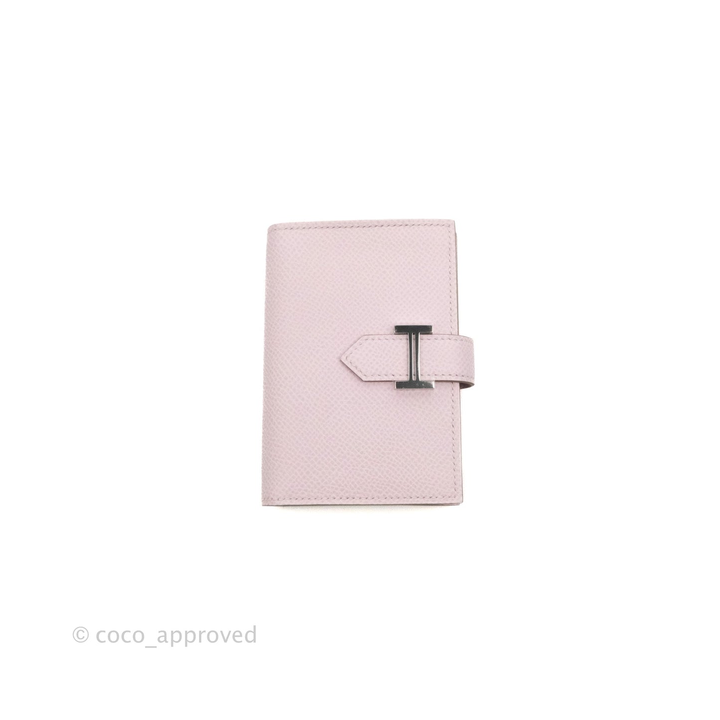 Hermes Bearn Card Holder Epsom Mauve Pale Palladium Hardware